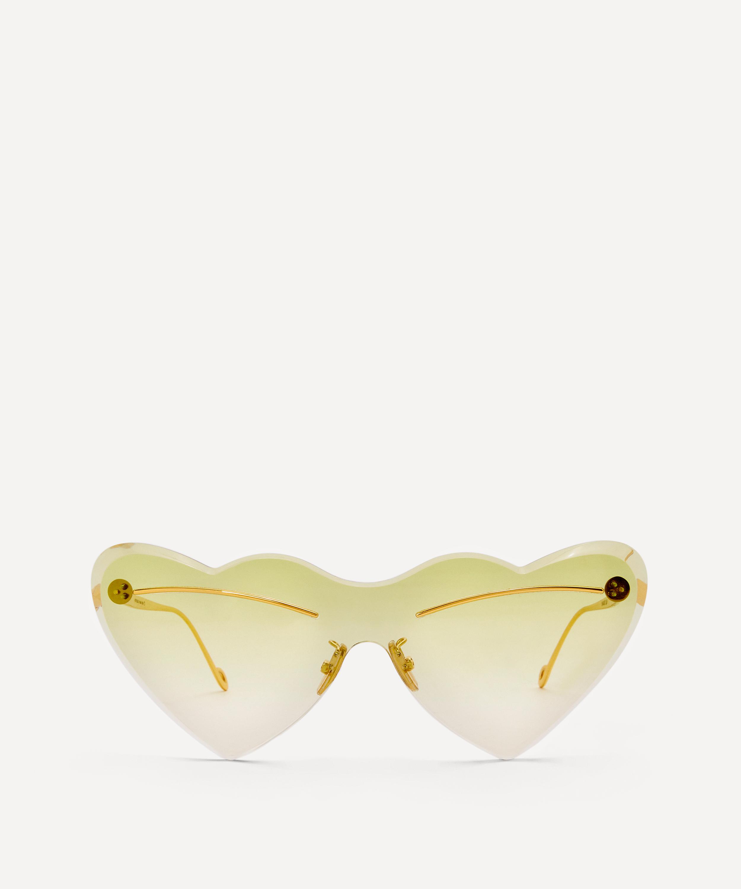 Loewe Heart-shaped Metal Cat-eye Sunglasses In Cactus Green