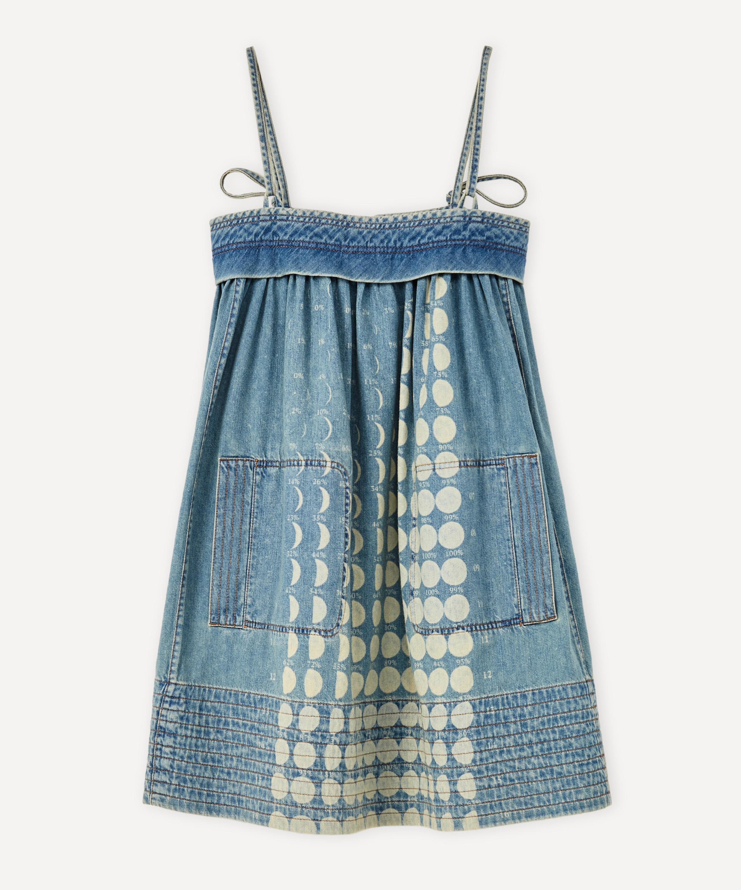 Loewe X Paula's Ibiza Moon Denim Strappy Dress In Washed Indigo