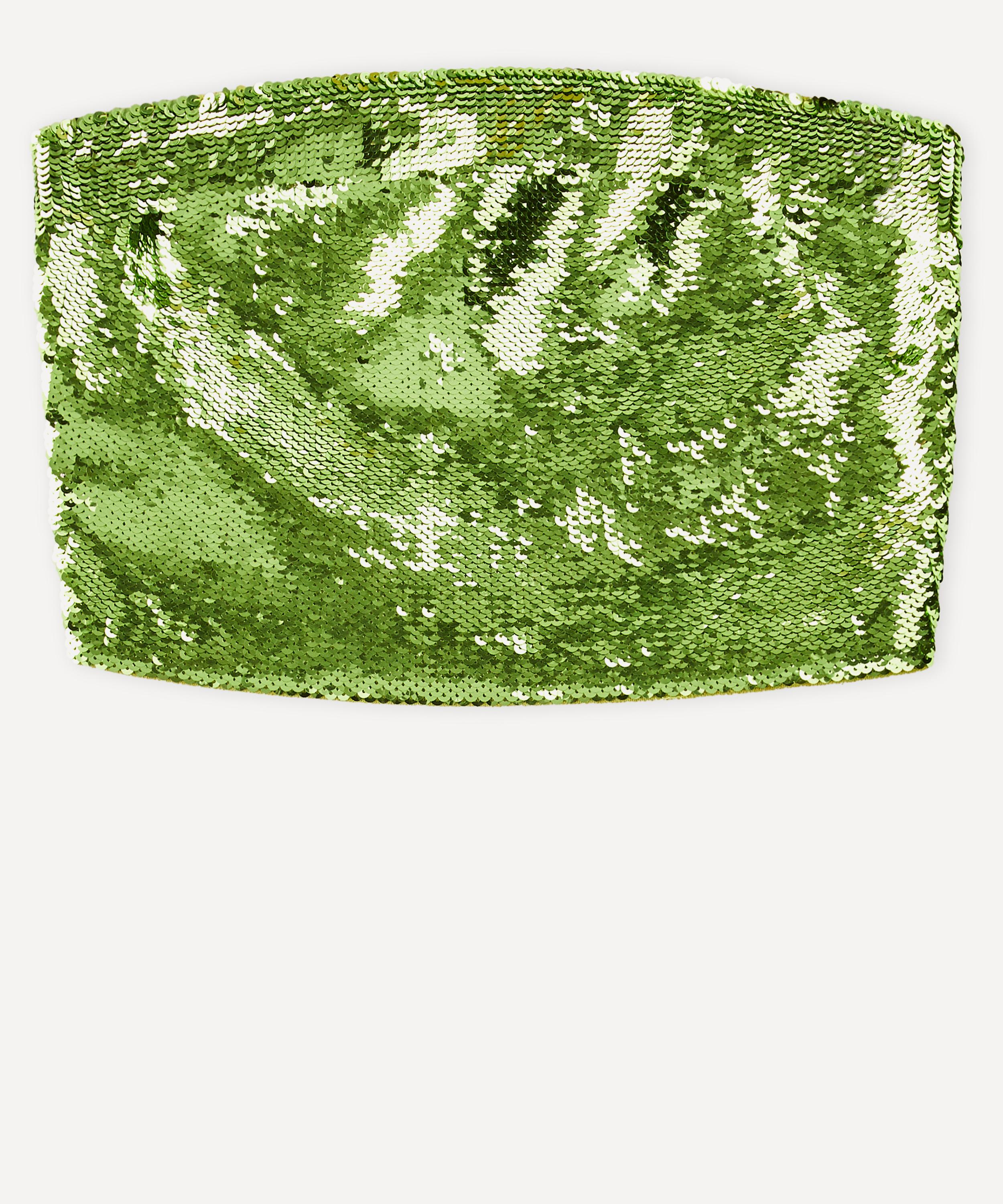 Loewe X Paula's Ibiza Sequin Bustier Top In Aniseed Green