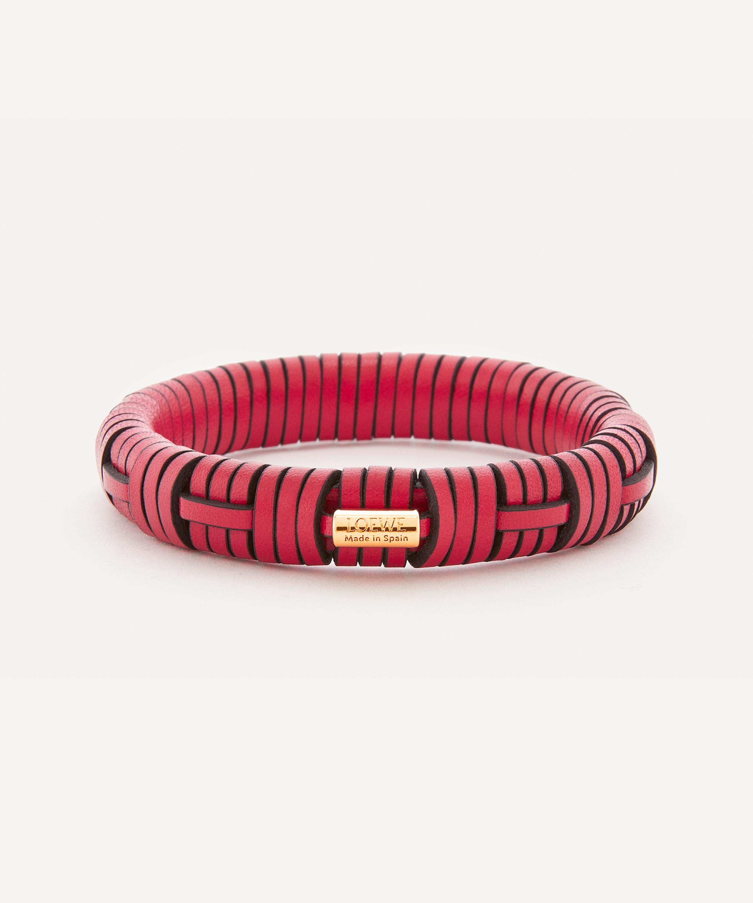 Loewe + Paula's Ibiza Interlock Leather And Gold-tone Bangle In Fuchsia
