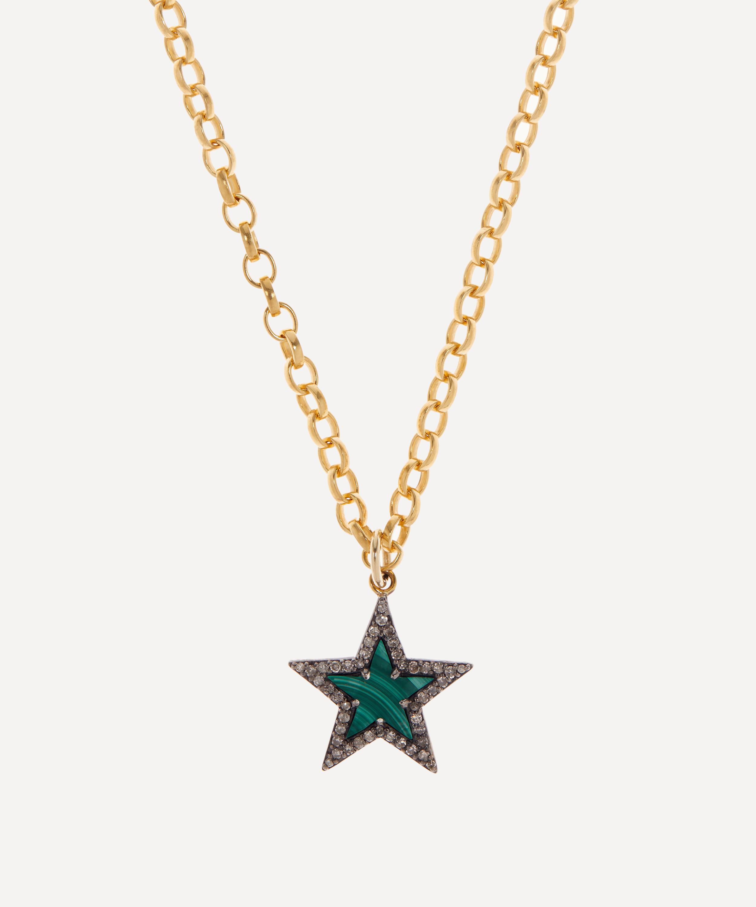 Kirstie Le Marque 9ct Gold-plated Diamond Malachite Chunky Star Pendant Necklace