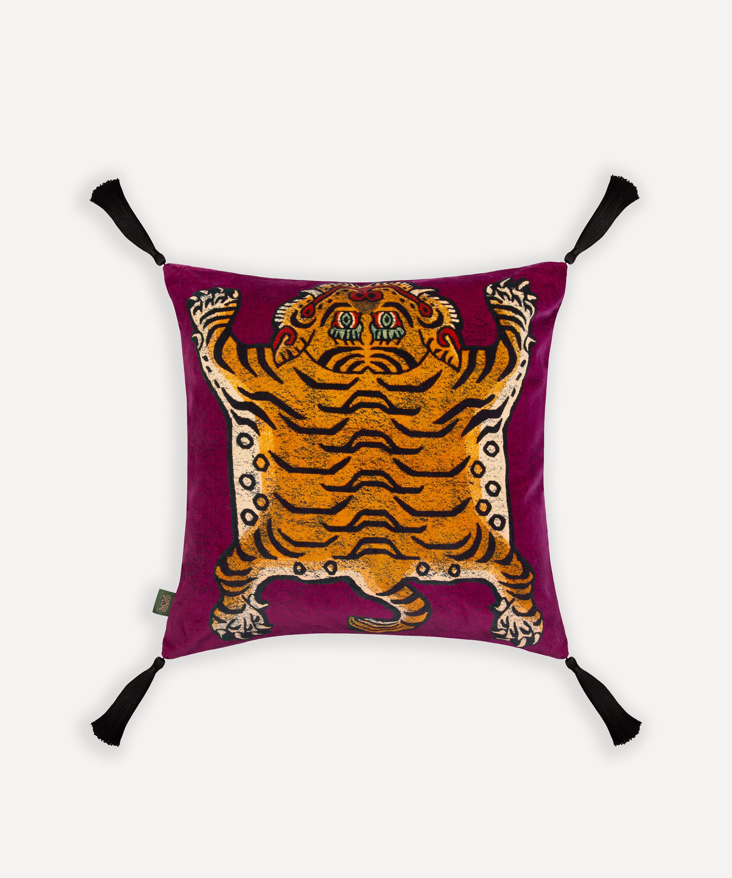 House Of Hackney Saber Medium Velvet Tassel Cushion In Purple