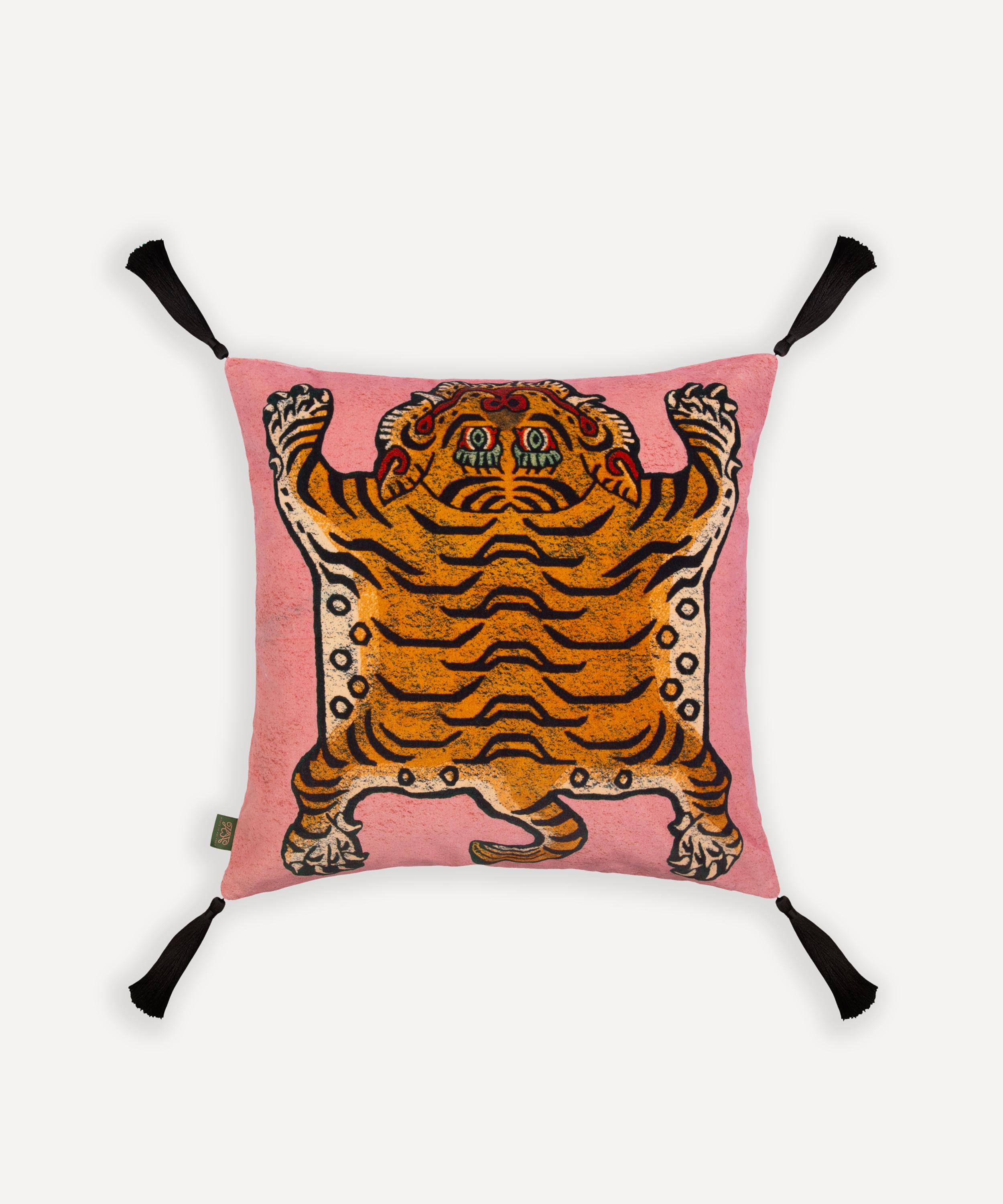 House Of Hackney Saber Medium Velvet Tassel Cushion In Pink