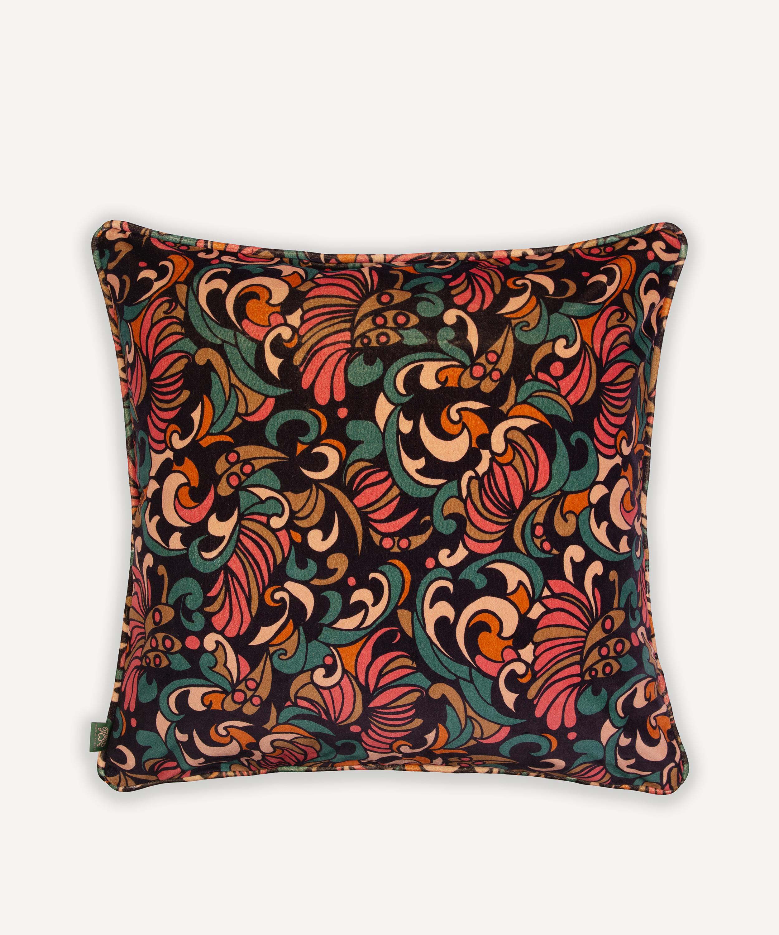 House Of Hackney Zennor Large Cotton-velvet Cushion In Multi-coloured
