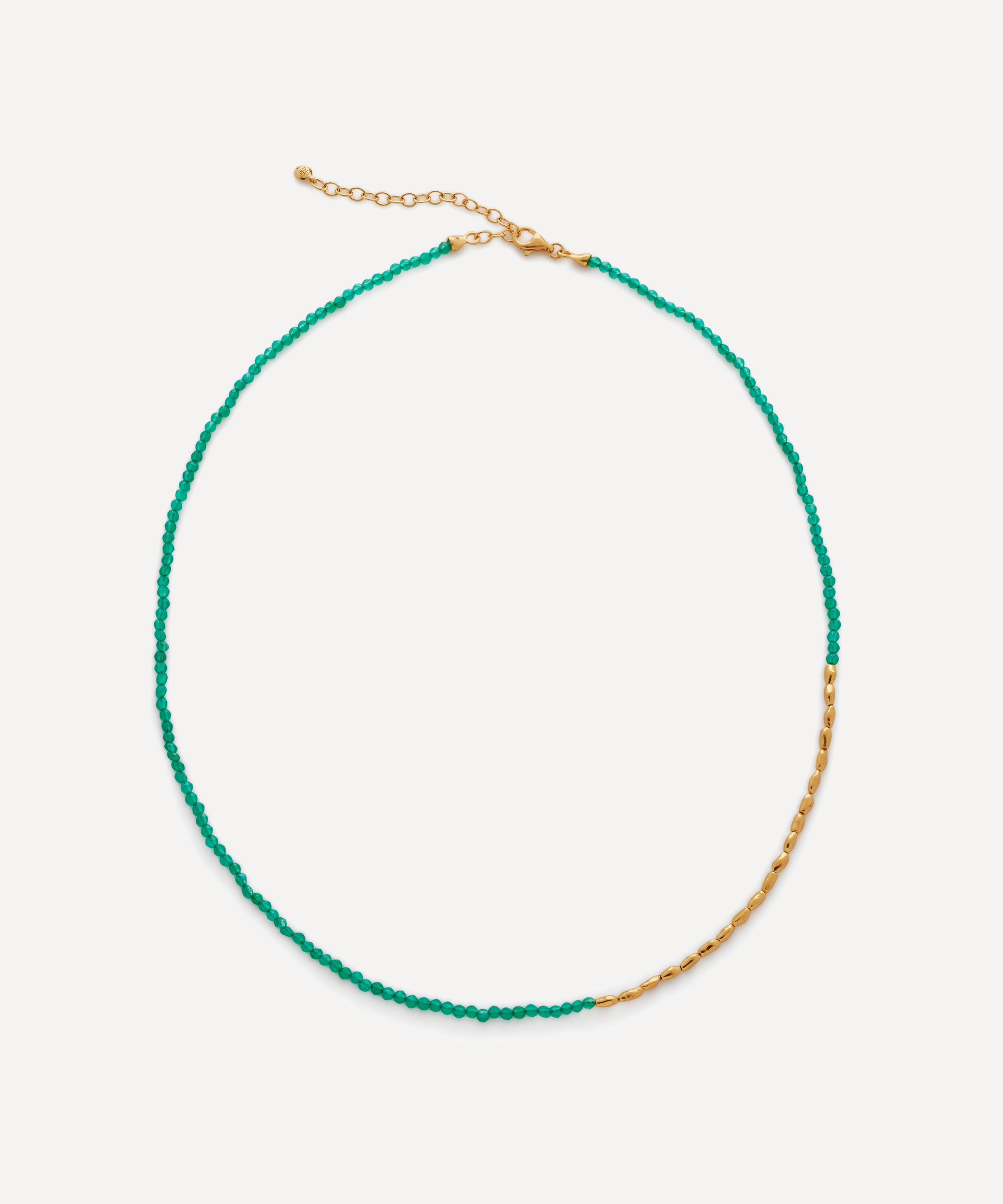 Monica Vinader Mini Nugget 18ct Yellow Gold-plated Vermeil Sterling Silver And Onyx Necklace In Multi