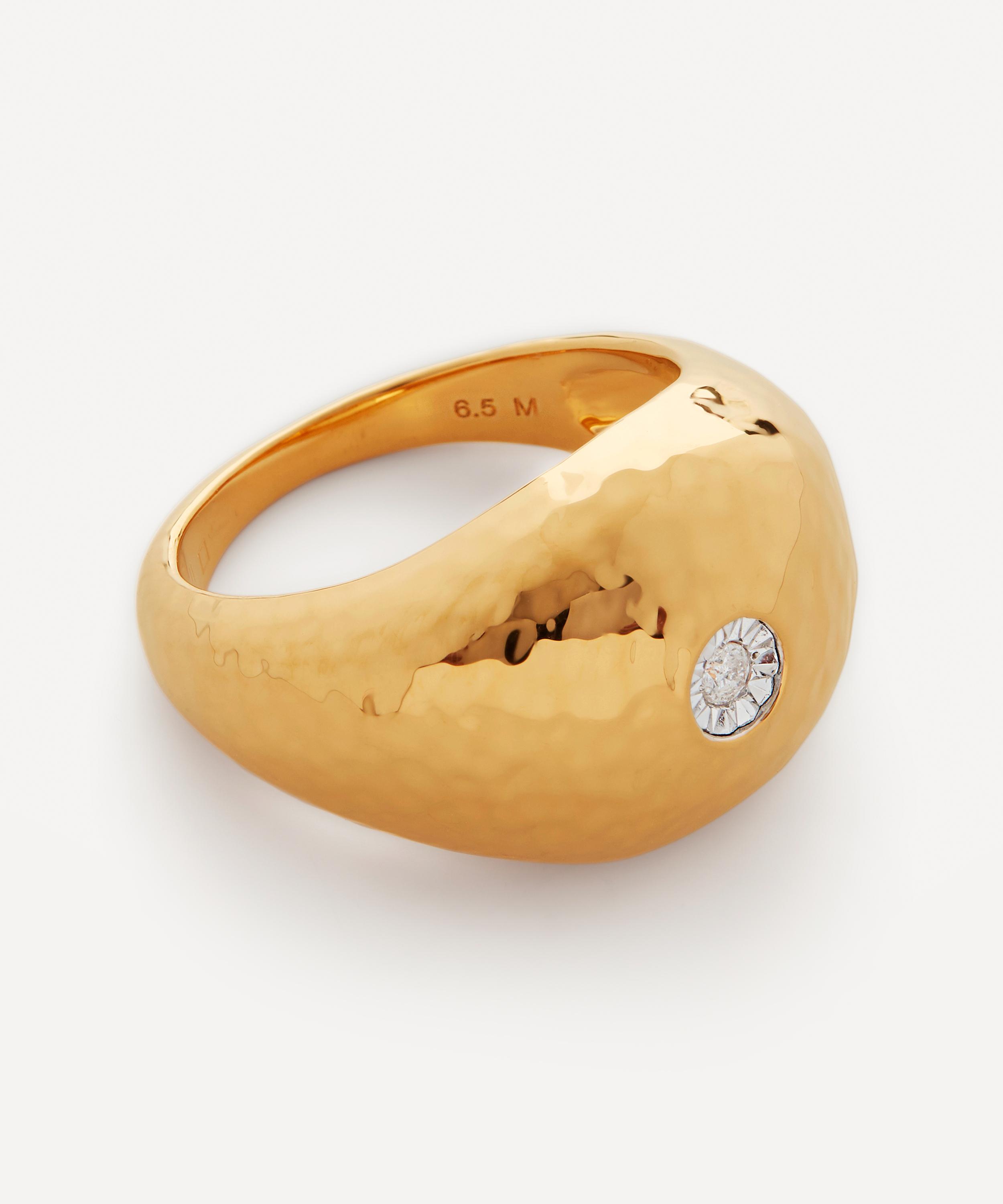 Monica Vinader 18ct Gold Plated Vermeil Silver Deia Diamond Ring Luxury Christmas Gift / Present