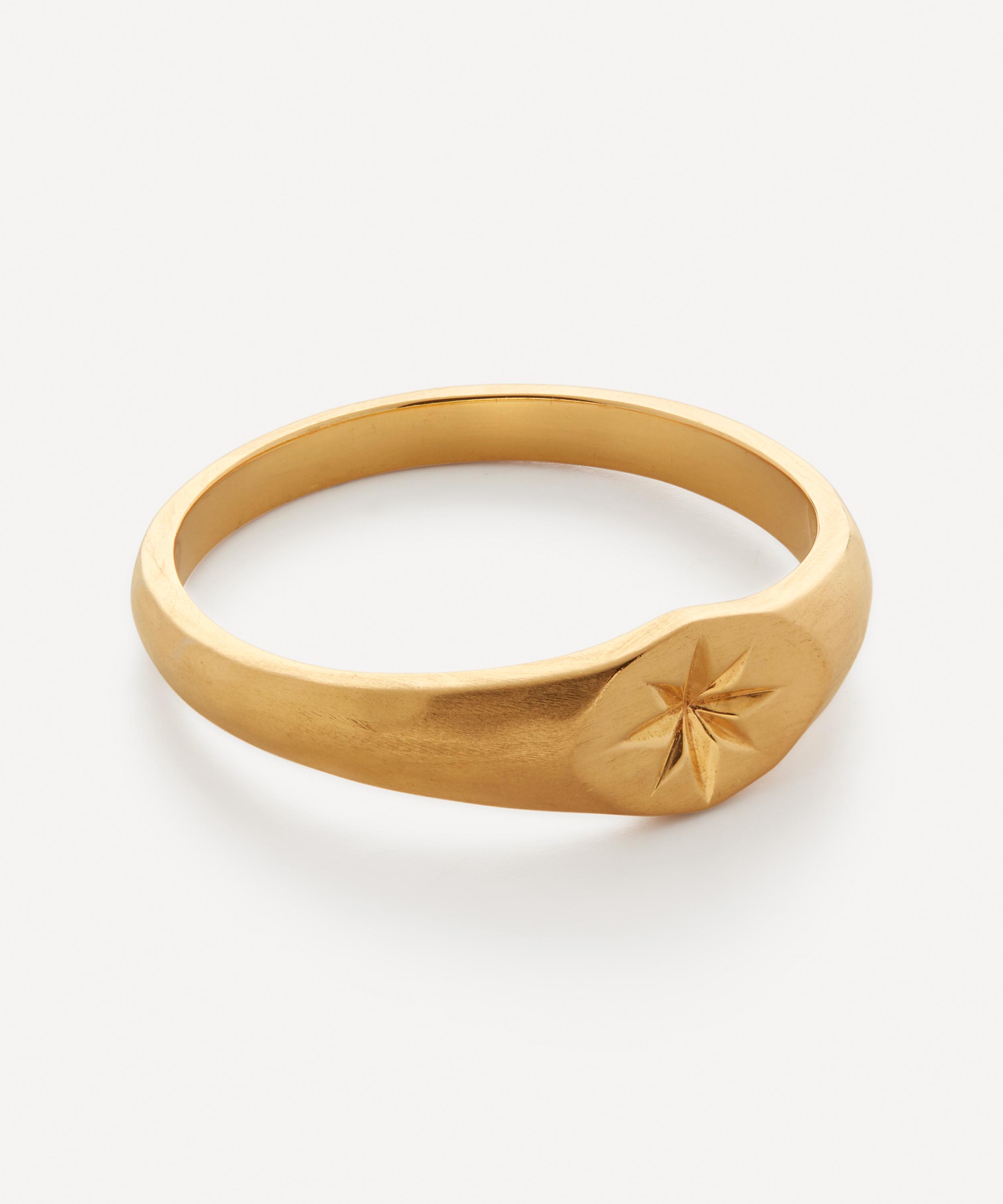 Monica Vinader Gold Plated Vermeil Silver Guiding Star Signet Ring In Gold
