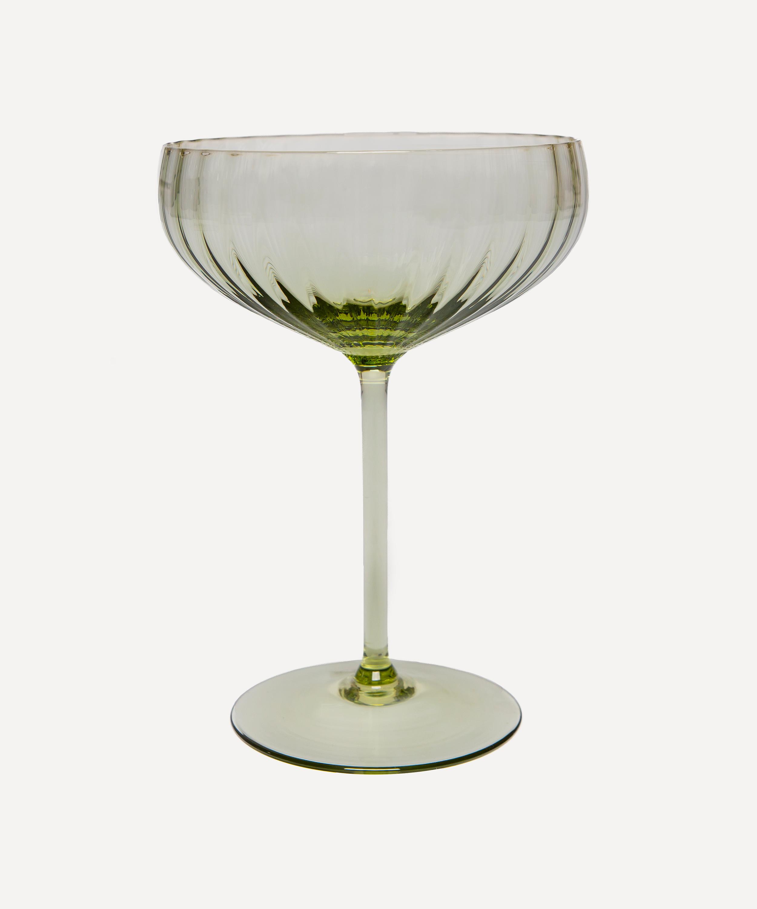 ANNA VON LIPA ANNA VON LIPA LYON OLIVE GREEN CHAMPAGNE SAUCERS SET OF TWO 