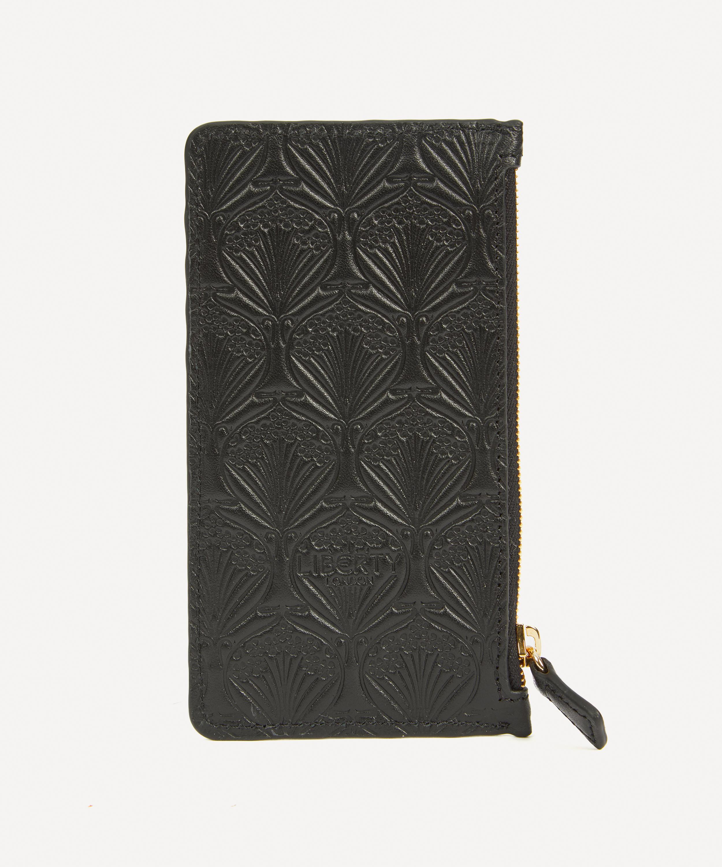 Liberty Women's Iphis Embossed Zipped Card Case Black Luxury Gift