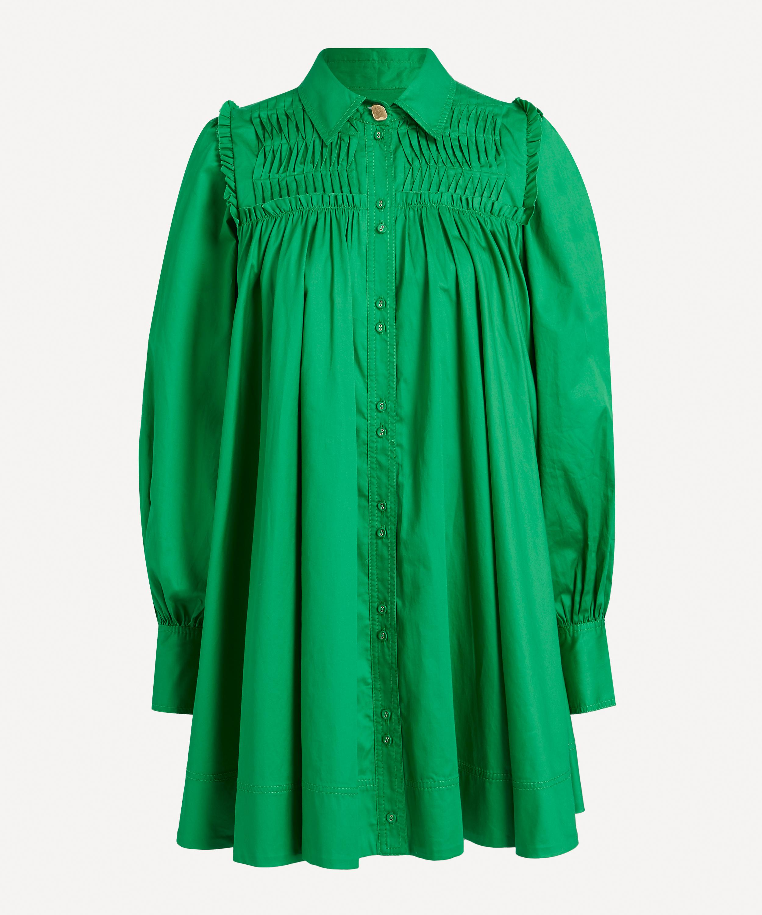 Aje Tidal Tucked Smock Mini-dress In Green