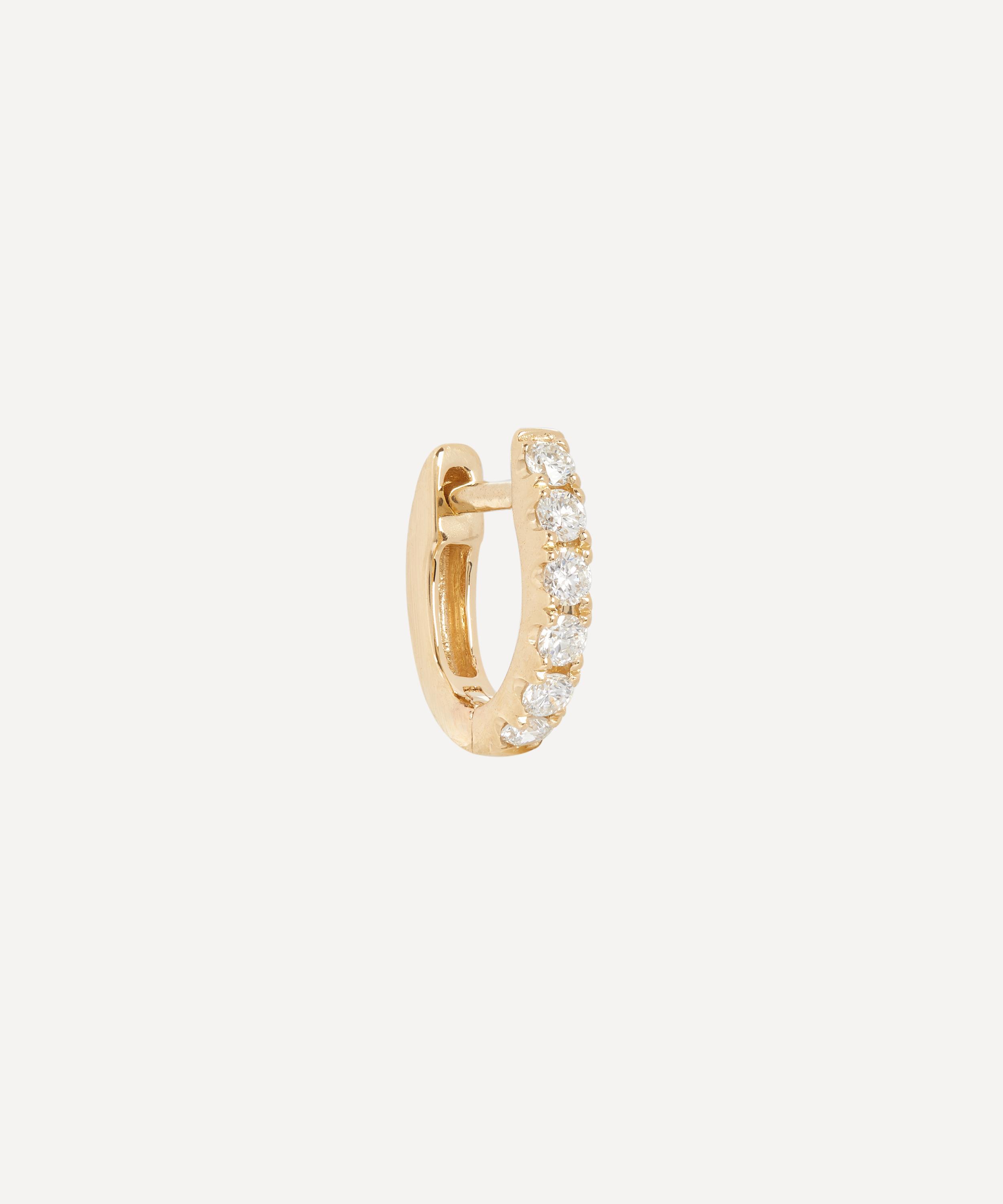 Roxanne First 14ct Gold Small Chubby Diamond Single Huggie Hoop Earring In Gold