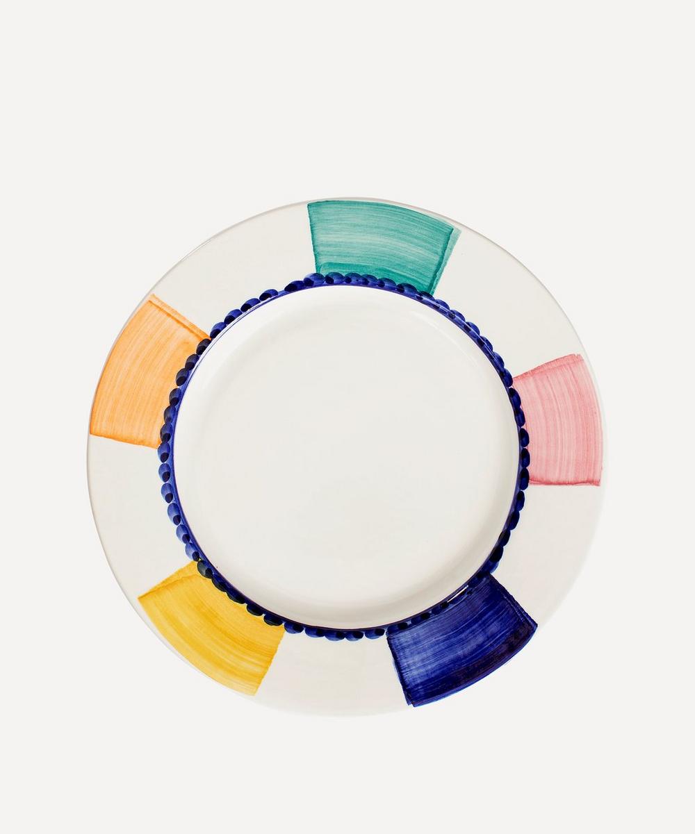 Anna + Nina Groovy Chequered Ceramic Dinner Plate In Multi-colour