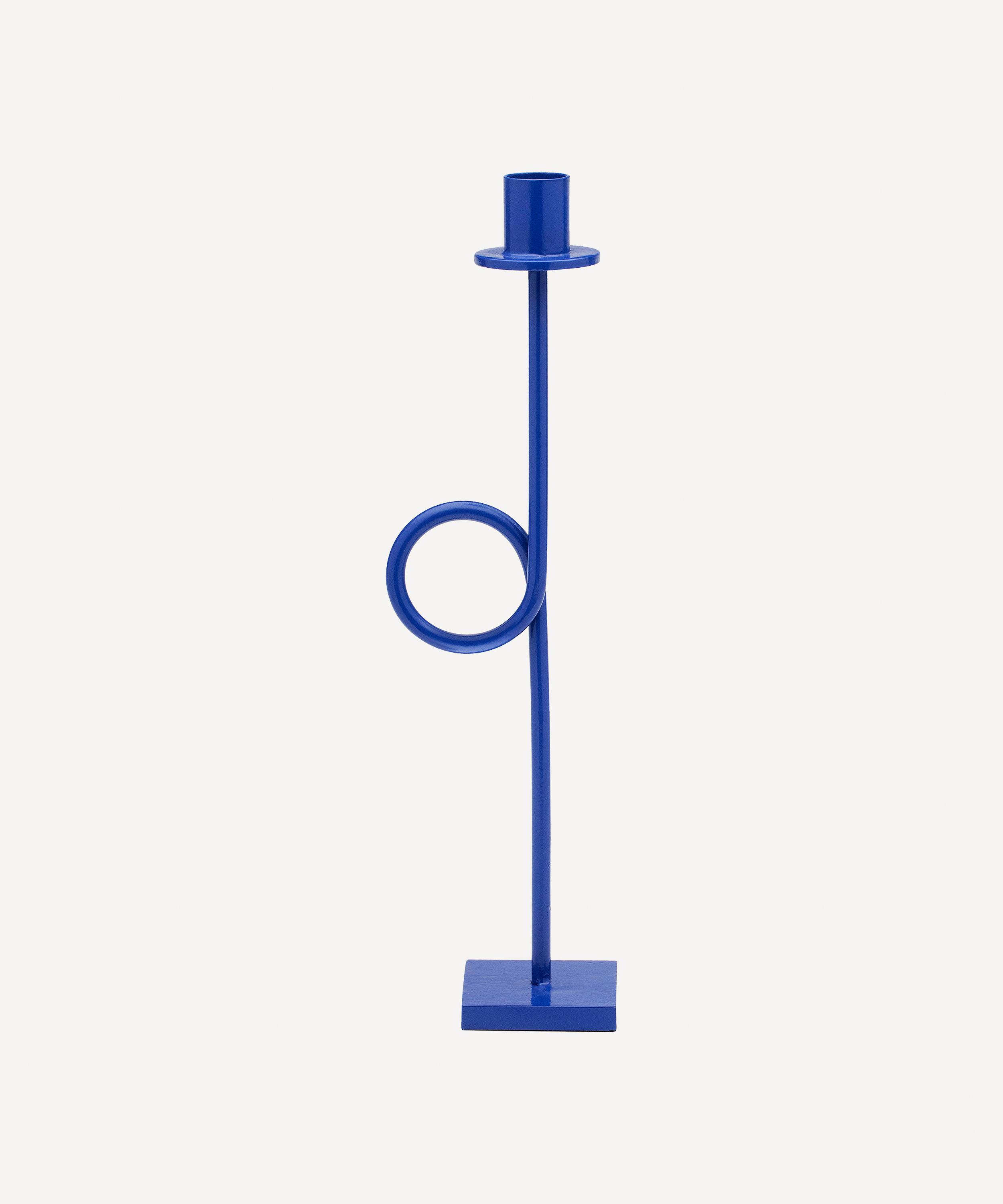 Anna + Nina Disco Blue Glass Loop Candle Holder