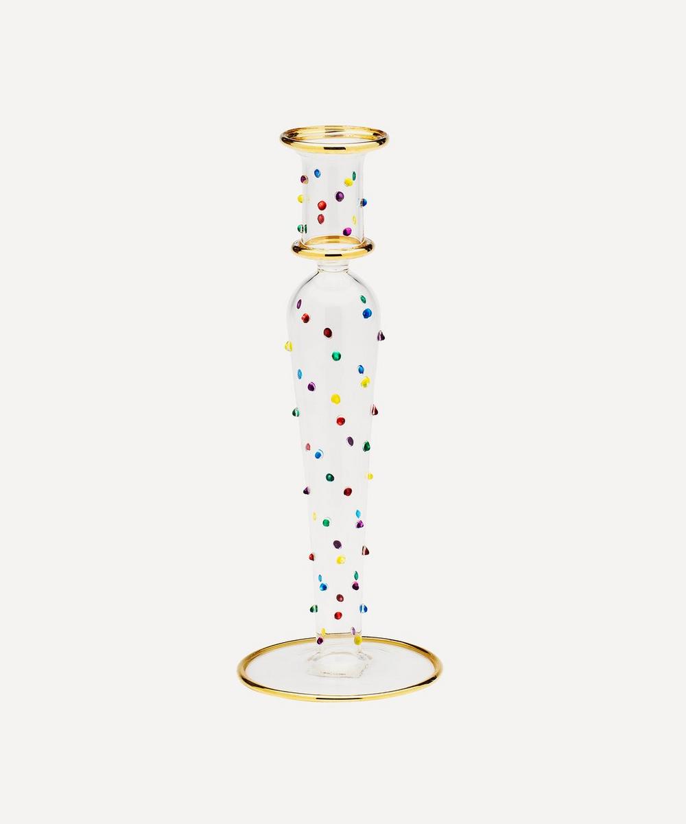 Anna + Nina Confetti Glass Candle Holder In Multicoloured