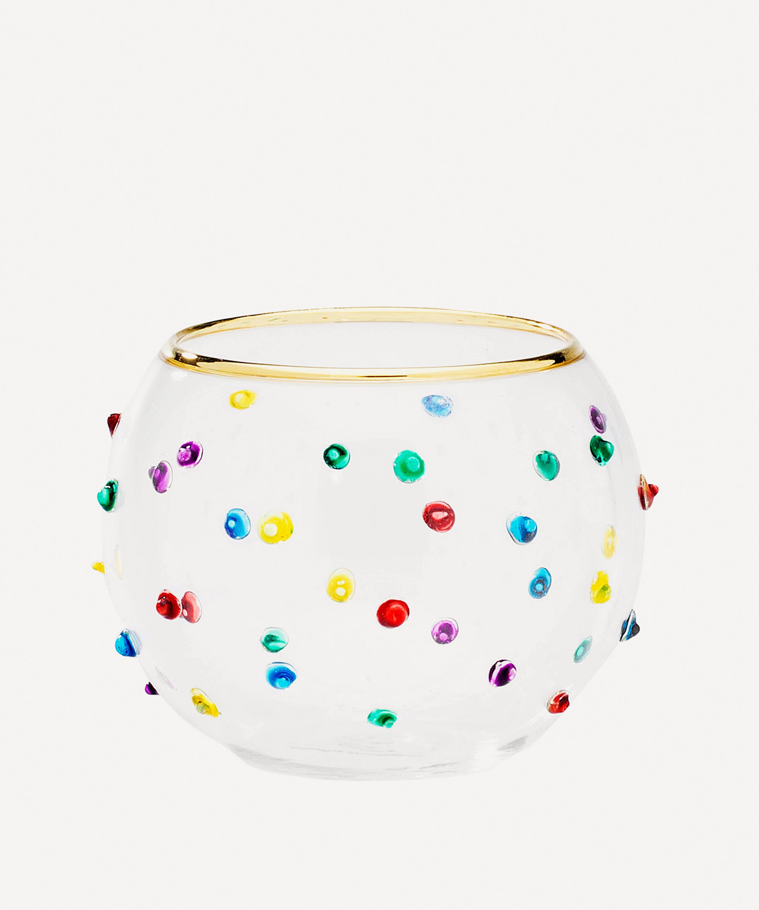 Anna + Nina Confetti Glass Tealight Holder In Multi-colour