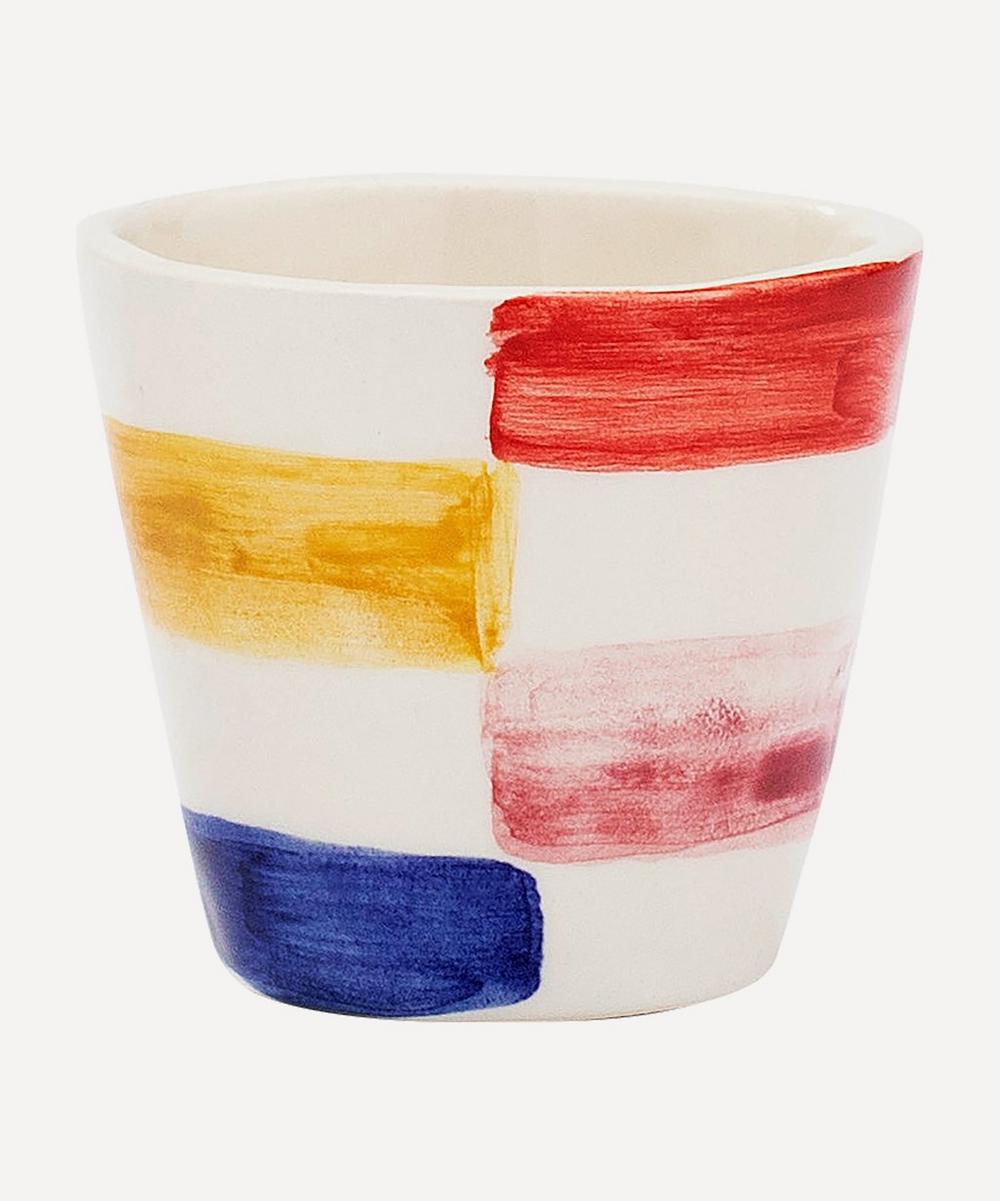 Anna + Nina Groovy Chequered Ceramic Espresso Cup In Multi-colour