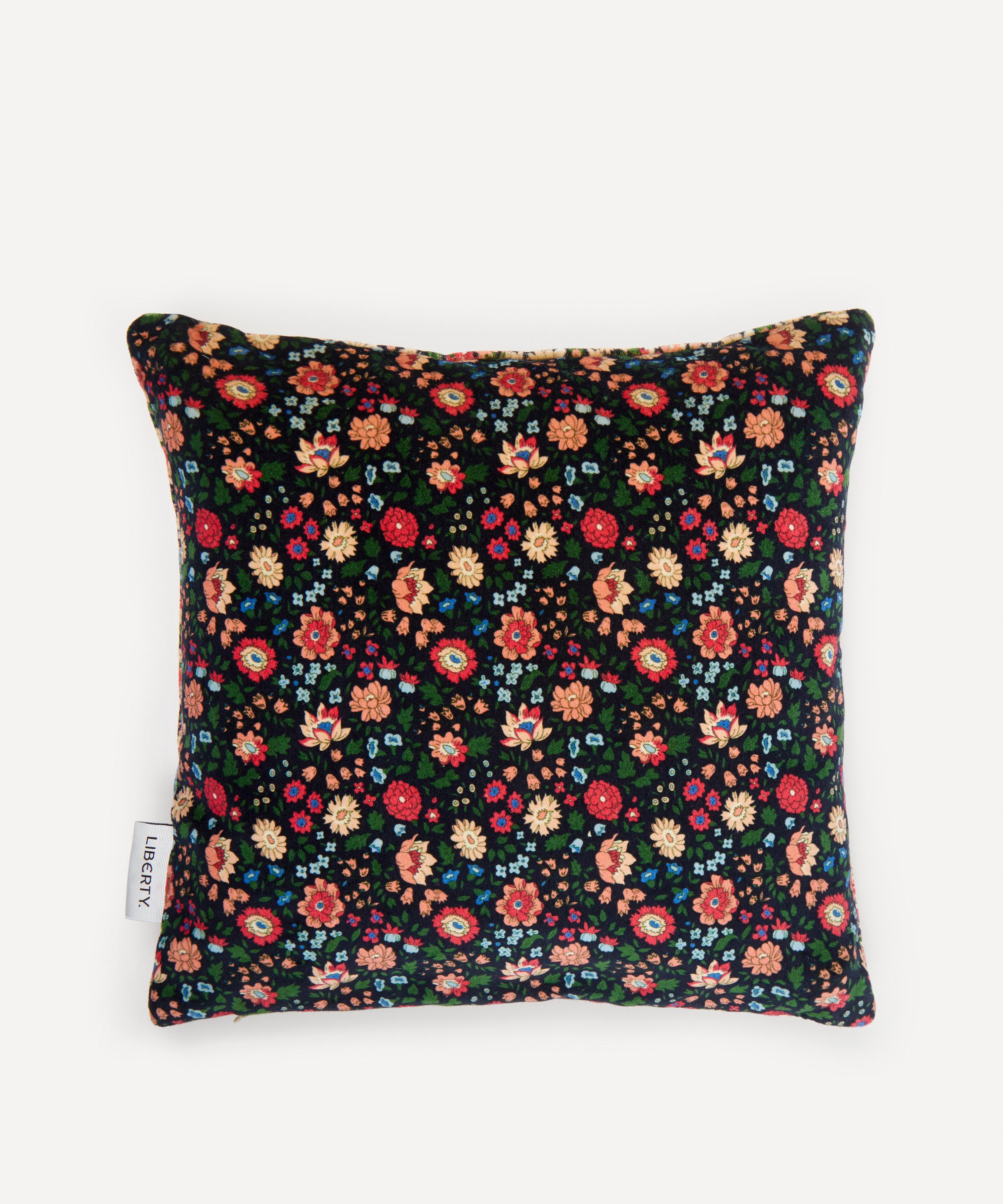 Liberty D Anjo Libby Small Square Reversible Velvet Cushion In Navy