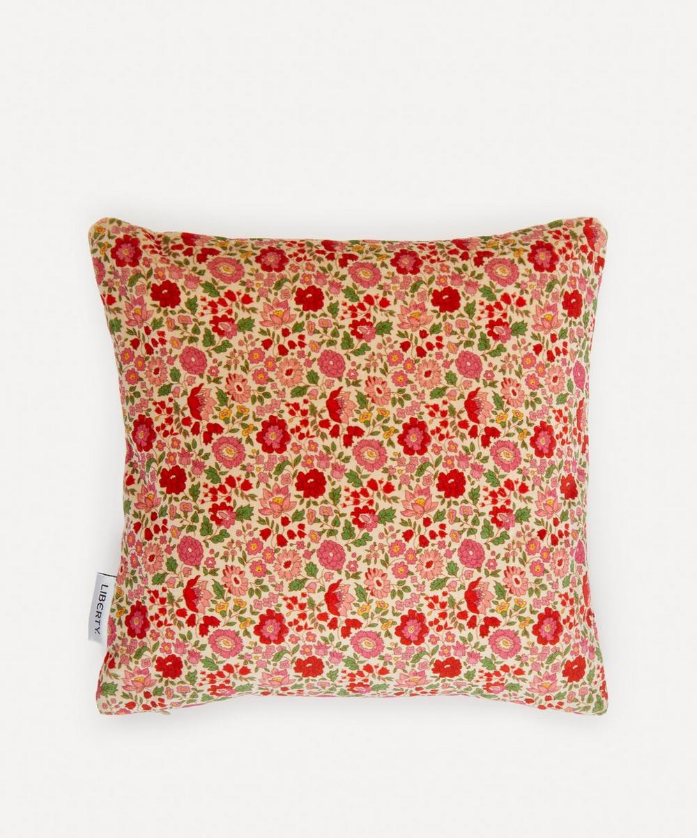 Liberty D Anjo Libby Small Square Reversible Velvet Cushion In Red