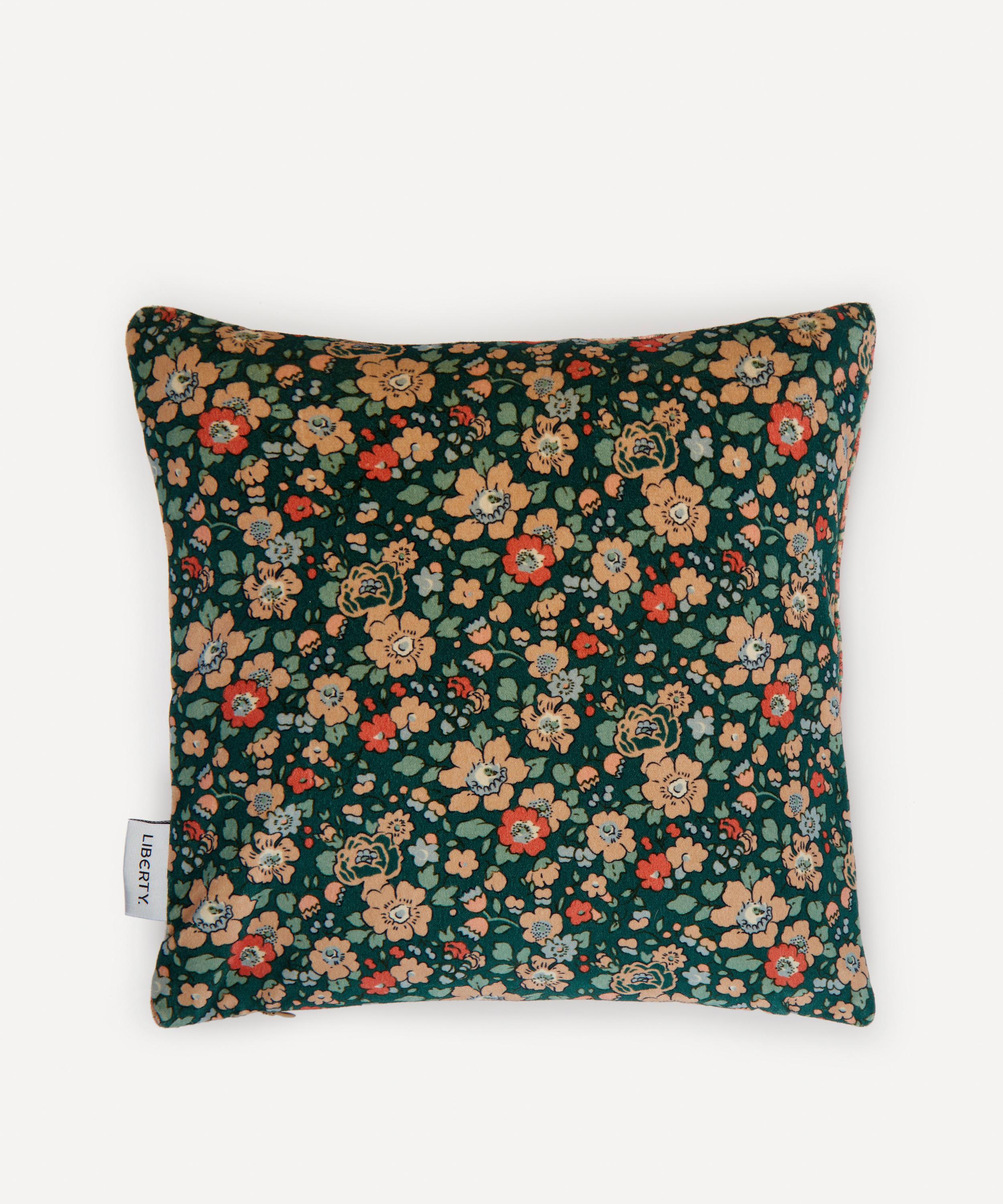 Liberty Betsy Libby Small Square Reversible Velvet Cushion In Green