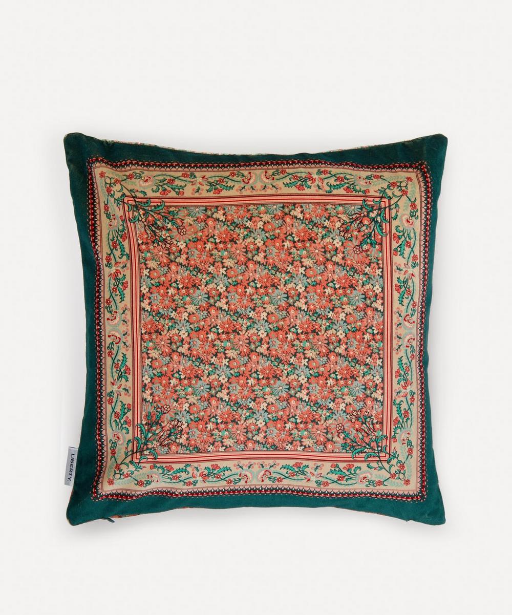 Liberty Libby Lace Square Velvet Cushion In Jade