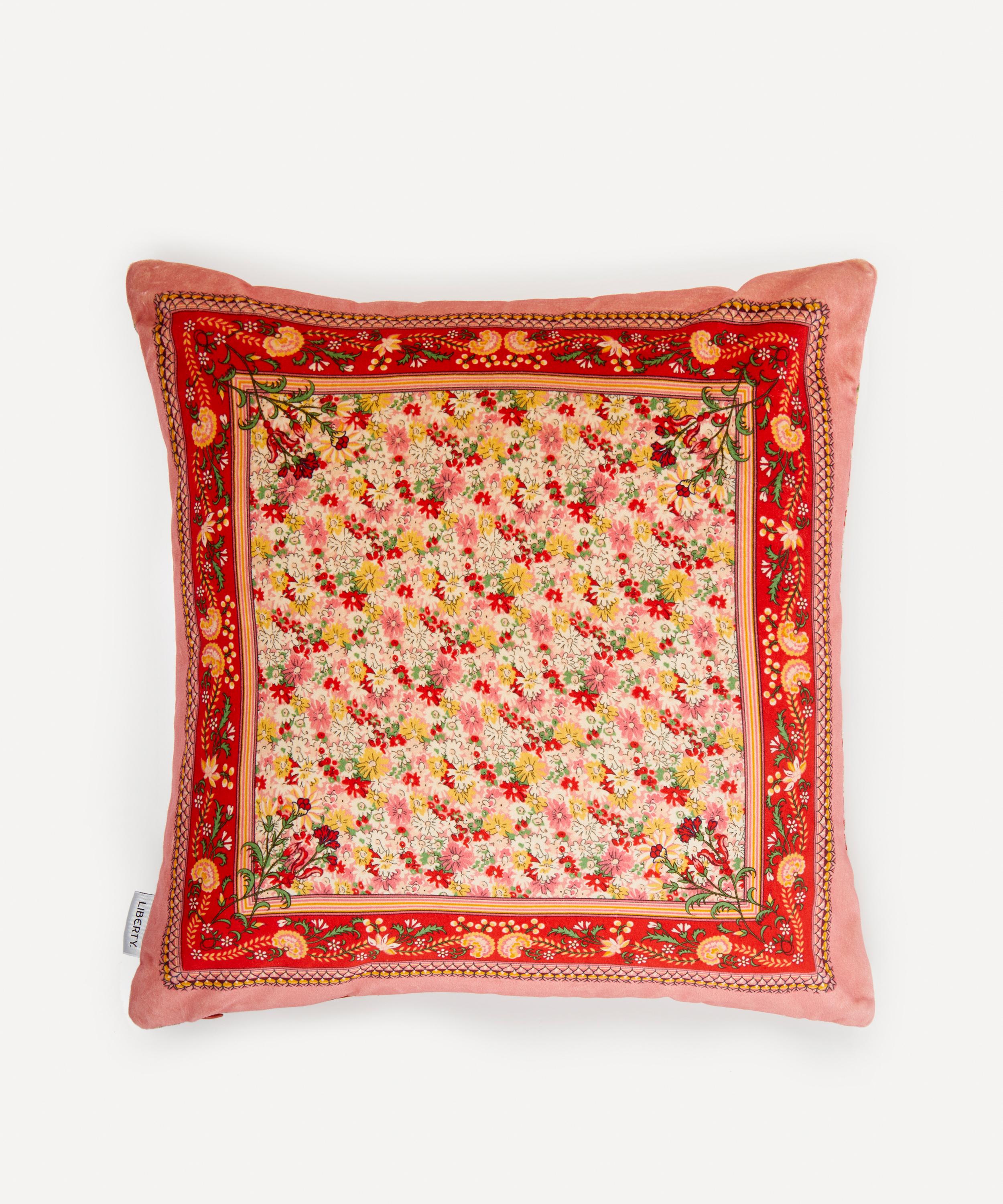 Liberty Libby Lace Square Velvet Cushion In Red