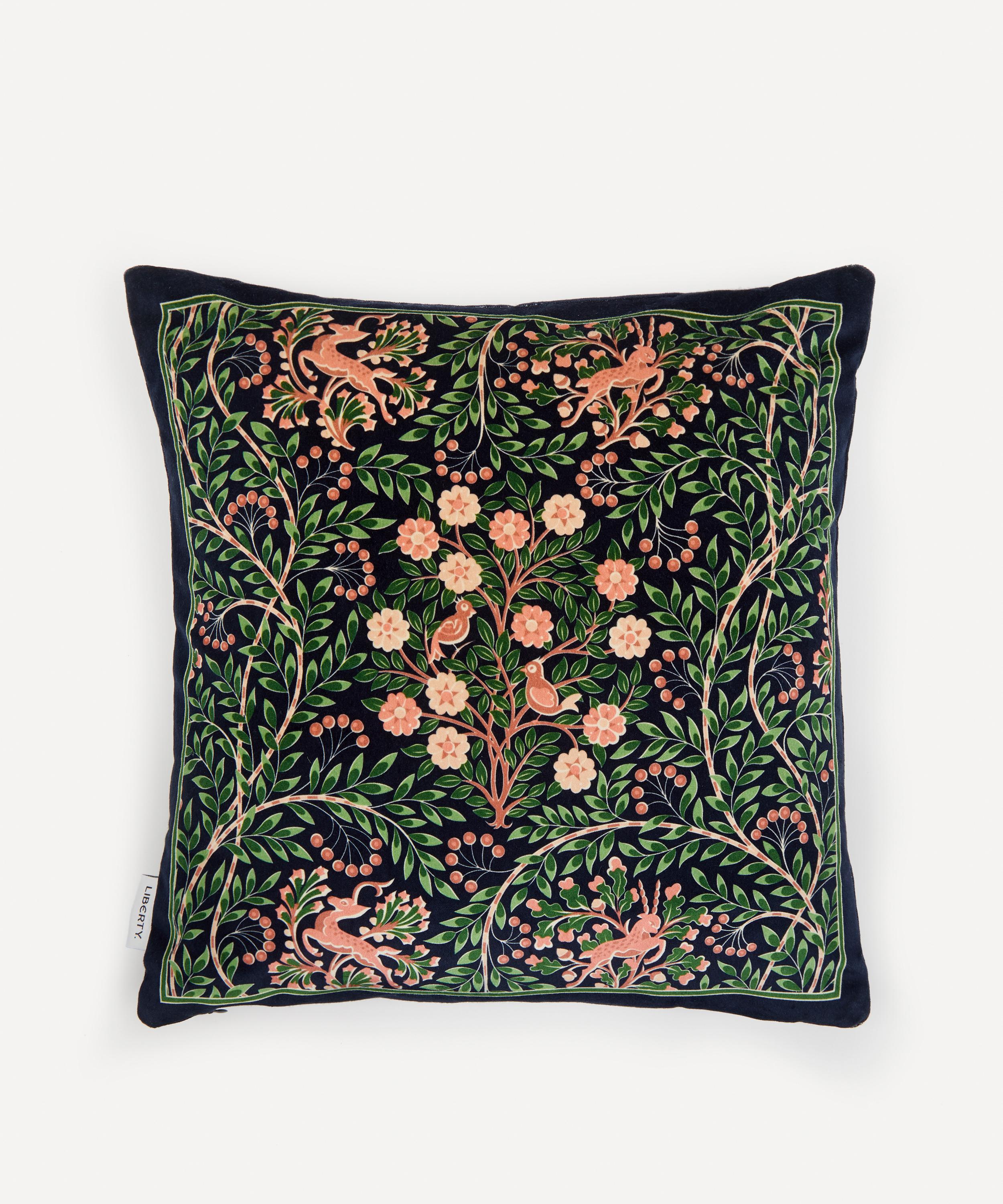 Liberty Sonny S Tree Square Velvet Cushion In Navy