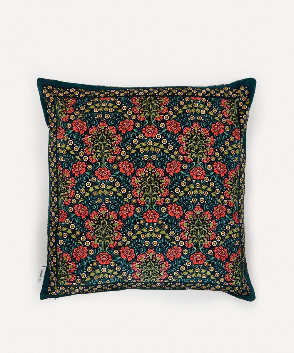 Liberty Daisy Chain Large Square Velvet Cushion In Teal