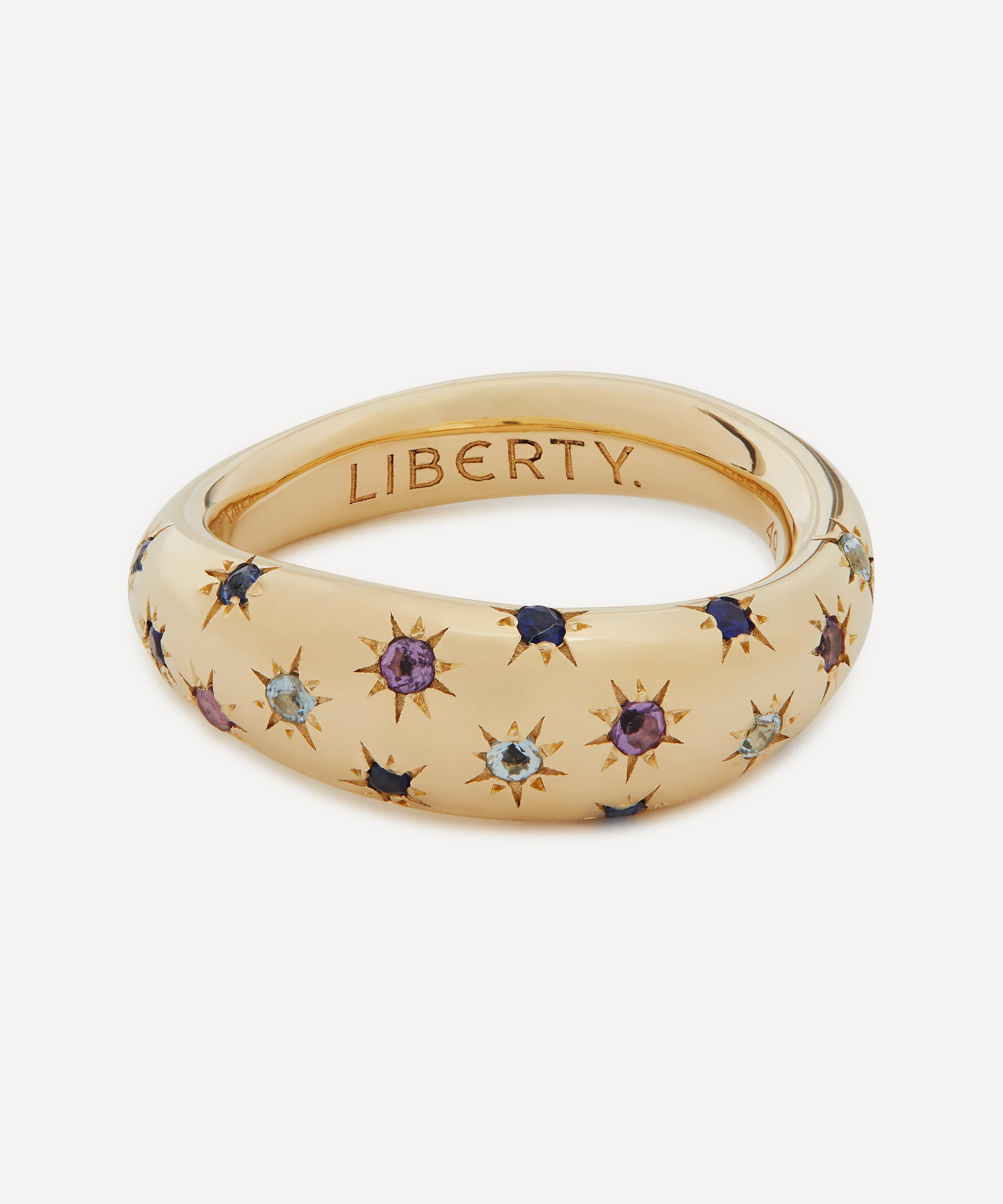 Liberty 9ct Gold Handmade Ianthe Star Rainbow Ring 49 Luxury