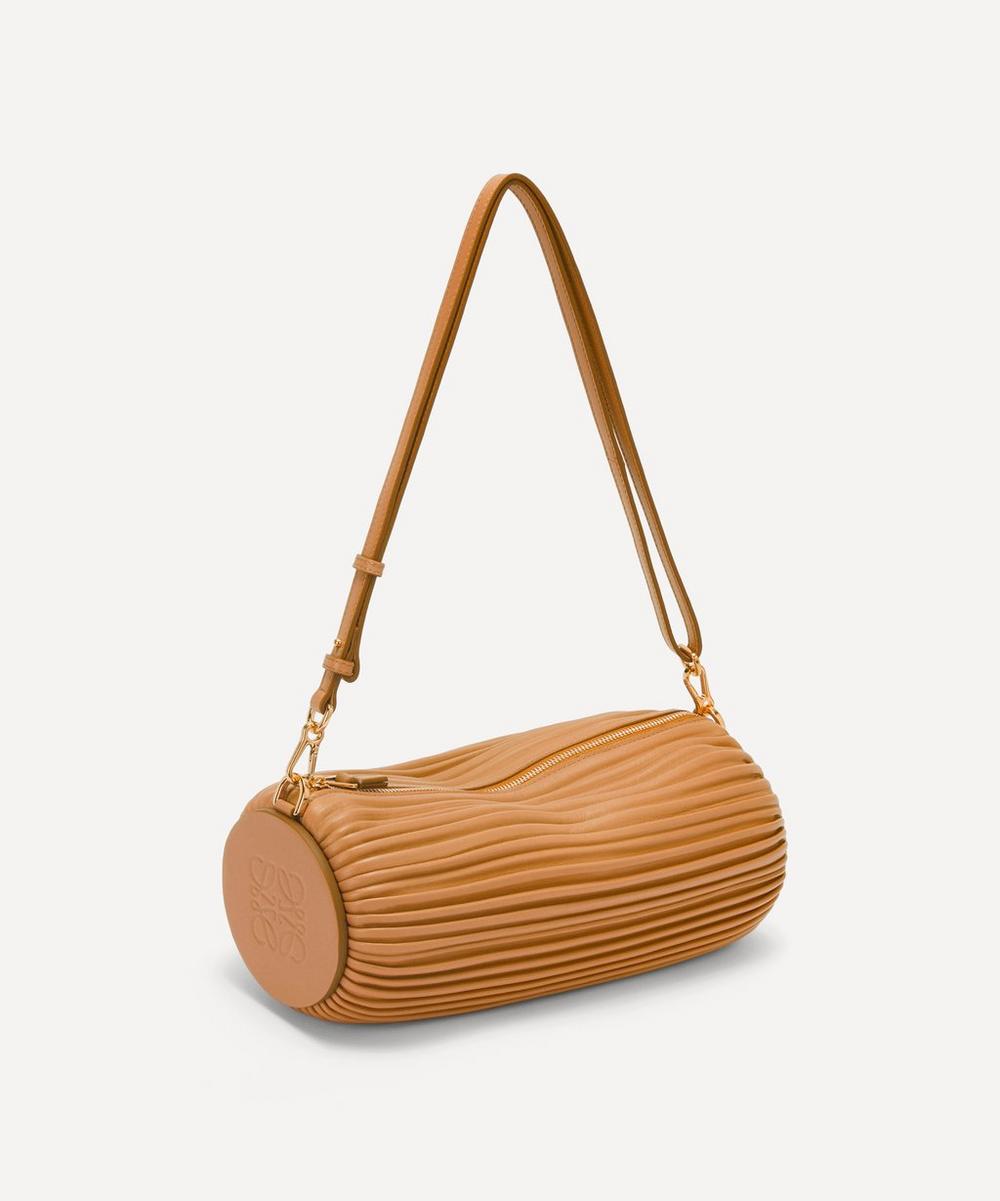 Loewe Pleated Leather Bracelet Pouch Bag In Brown