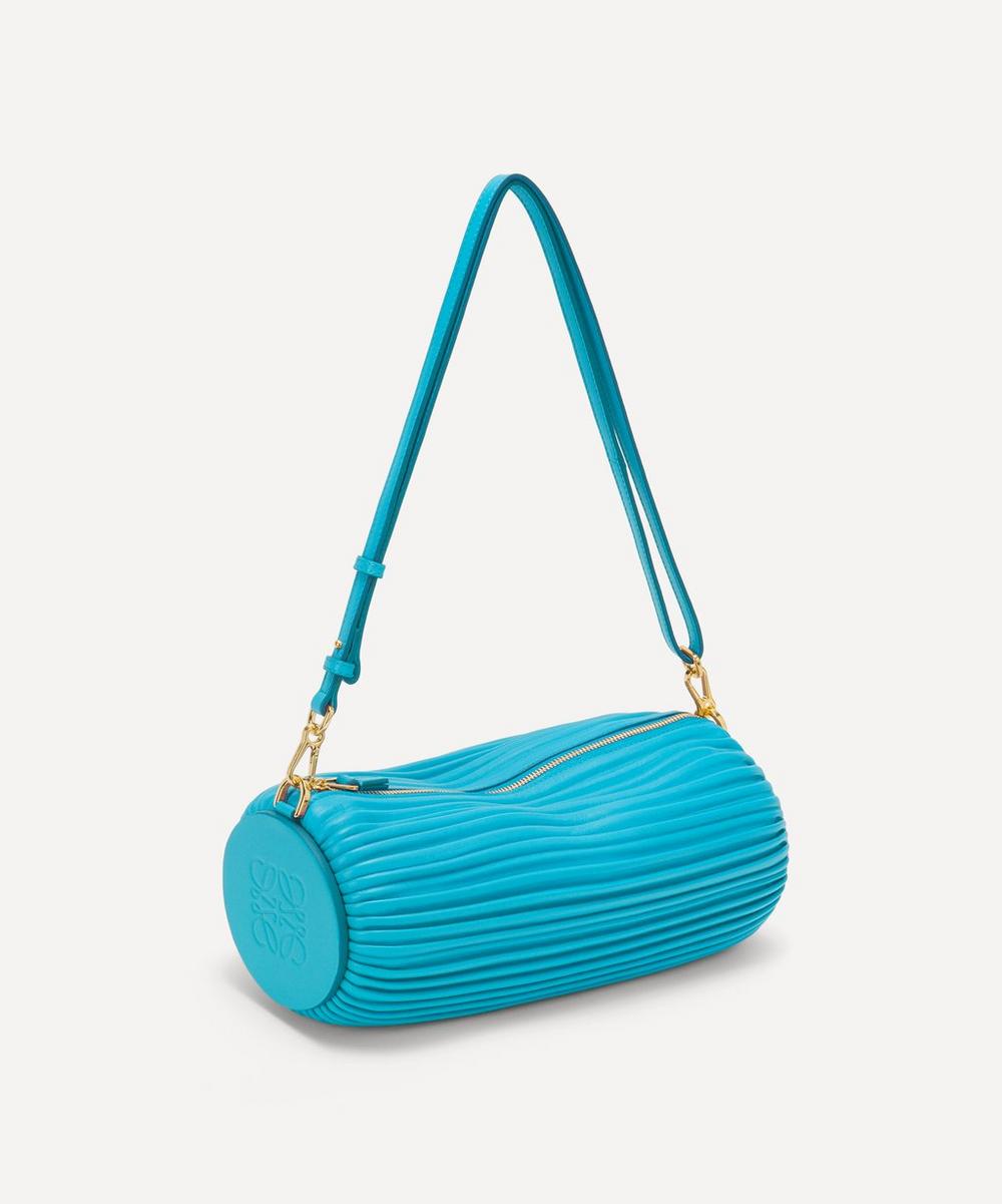Loewe Pleated Leather Bracelet Pouch Bag In Blue