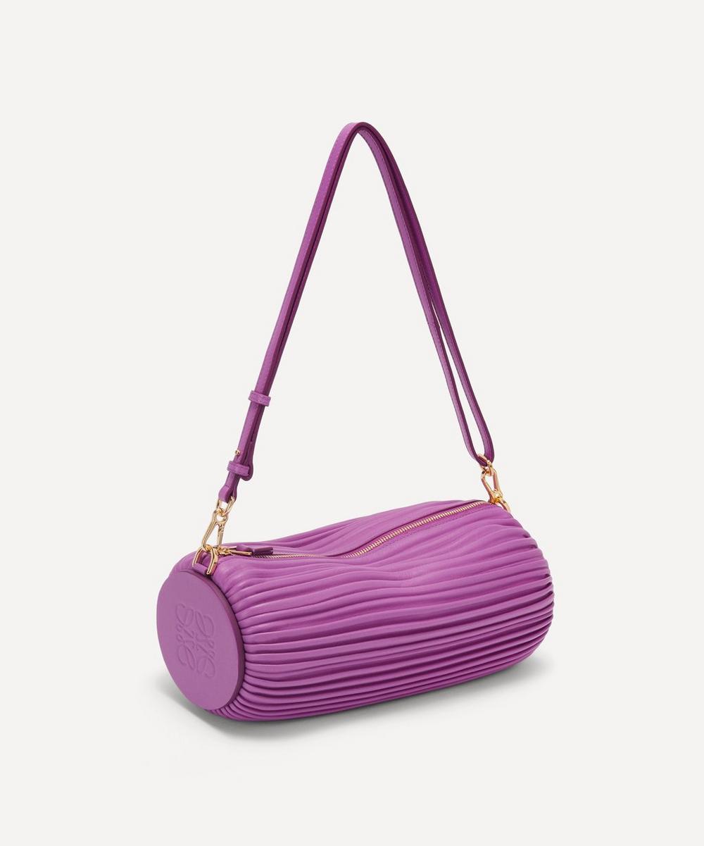 Loewe Pleated Leather Bracelet Pouch Bag In Purple