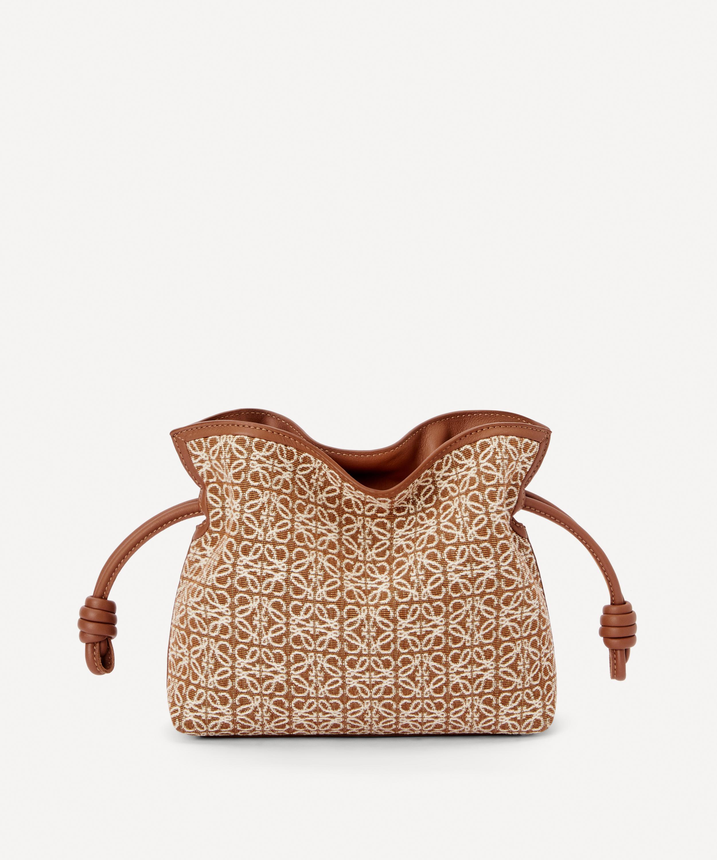 Loewe Mini Flamenco Anagram Jacquard And Leather Clutch Bag In Tan