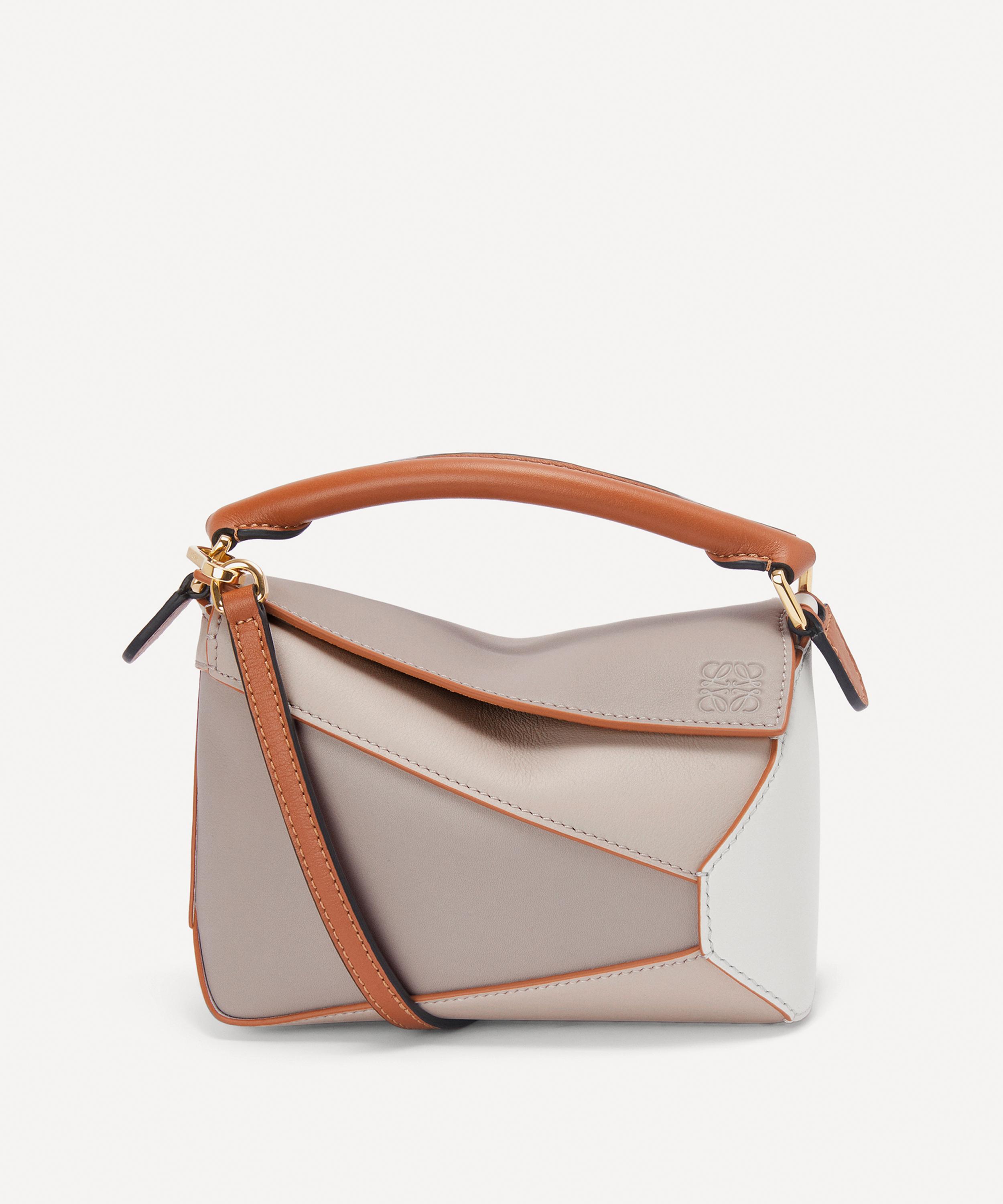 Loewe Mini Puzzle Edge Leather Shoulder Bag In White