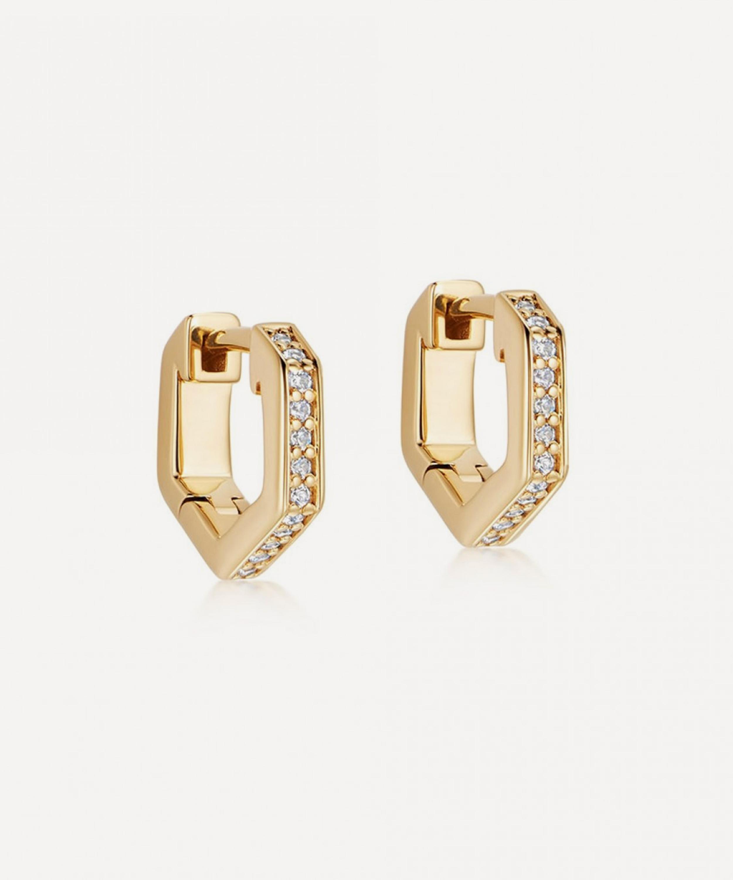 Astley Clarke 18ct Gold-plated Vermeil Silver Mini Deco Sapphire Huggie Hoop Earrings