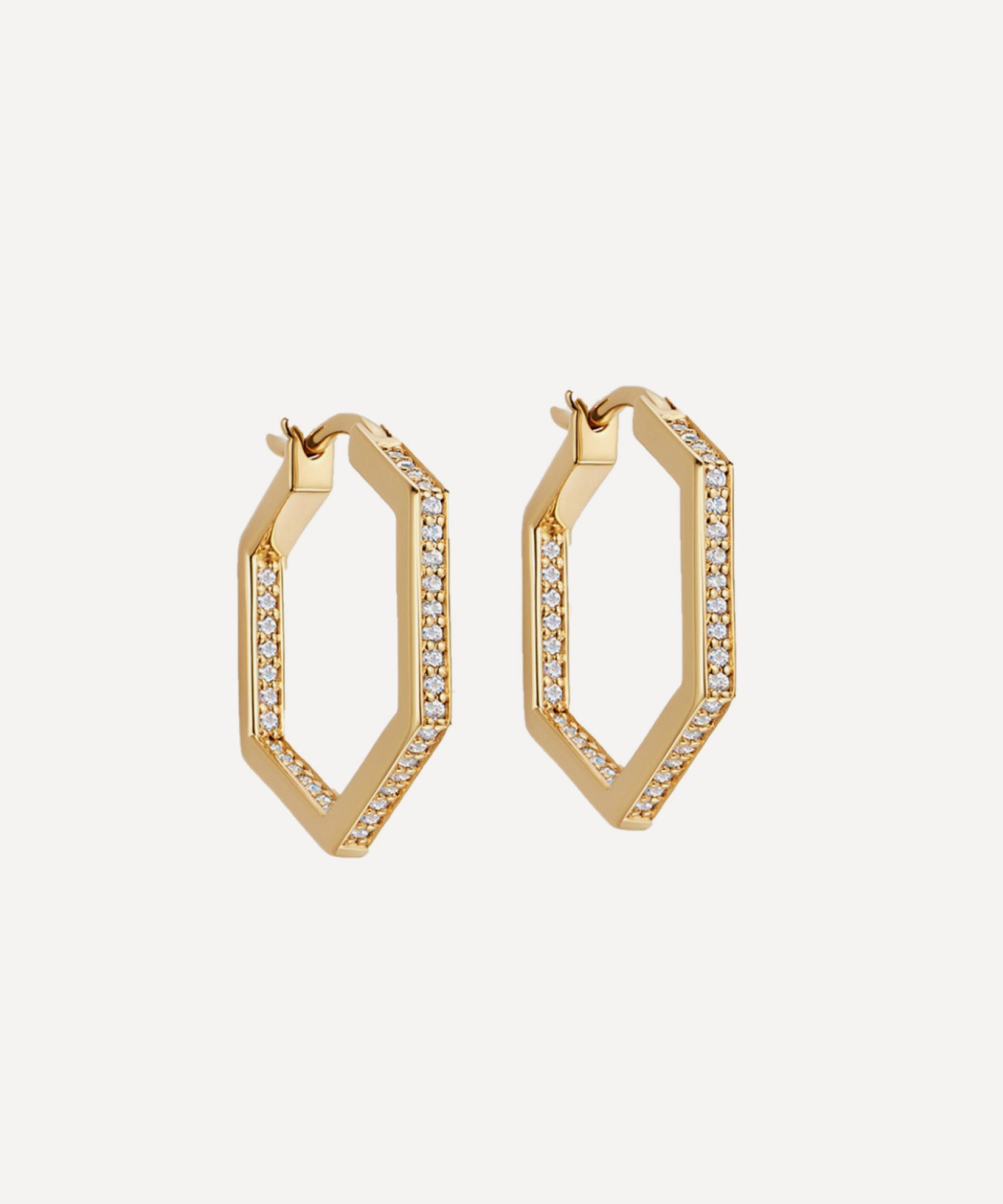 Astley Clarke 18ct Gold-plated Vermeil Silver Medium Deco Sapphire Hoop Earrings