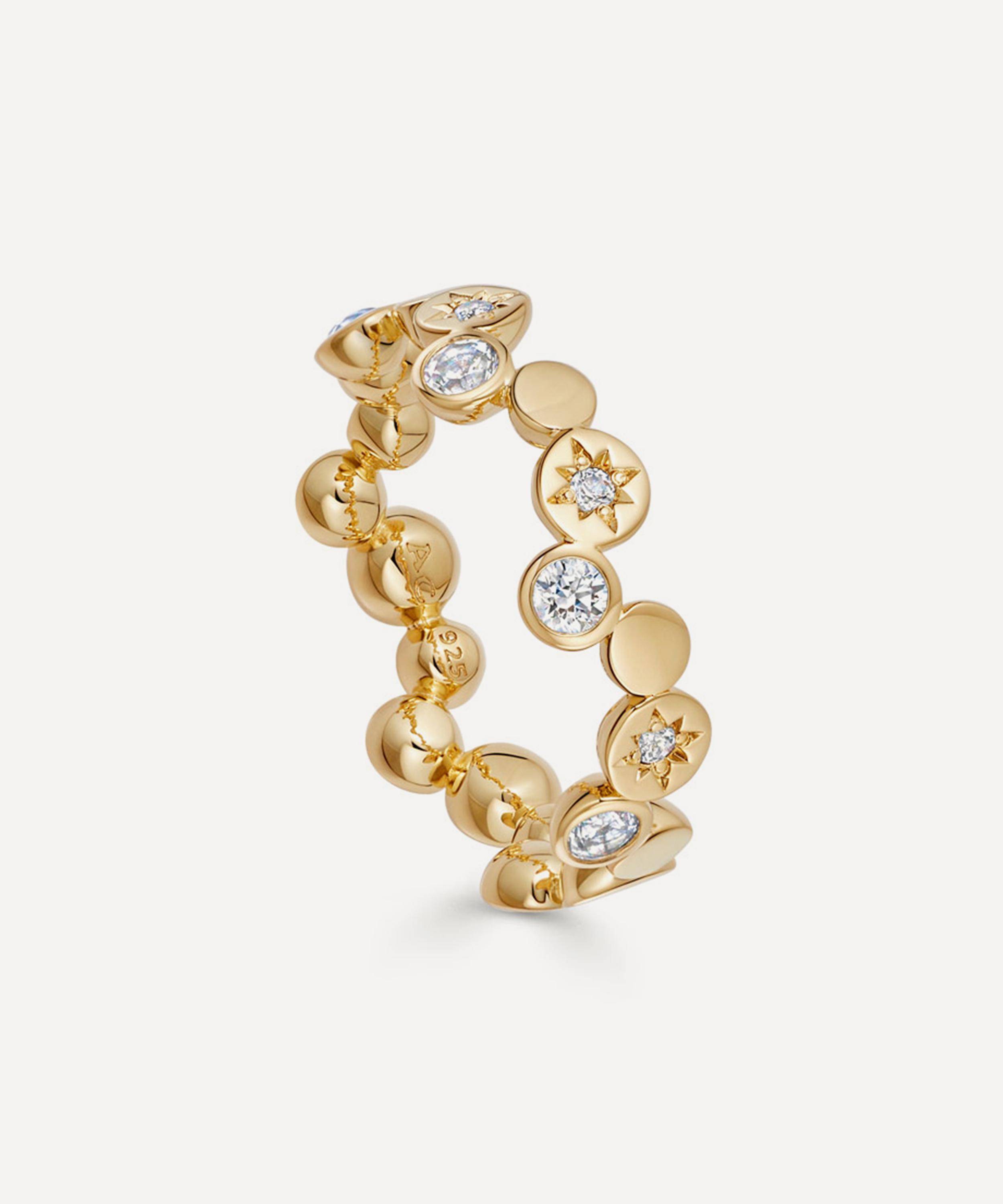 ASTLEY CLARKE ASTLEY CLARKE 18CT GOLD PLATED VERMEIL SILVER POLARIS NORTH STAR WHITE SAPPHIRE STACKING RING 