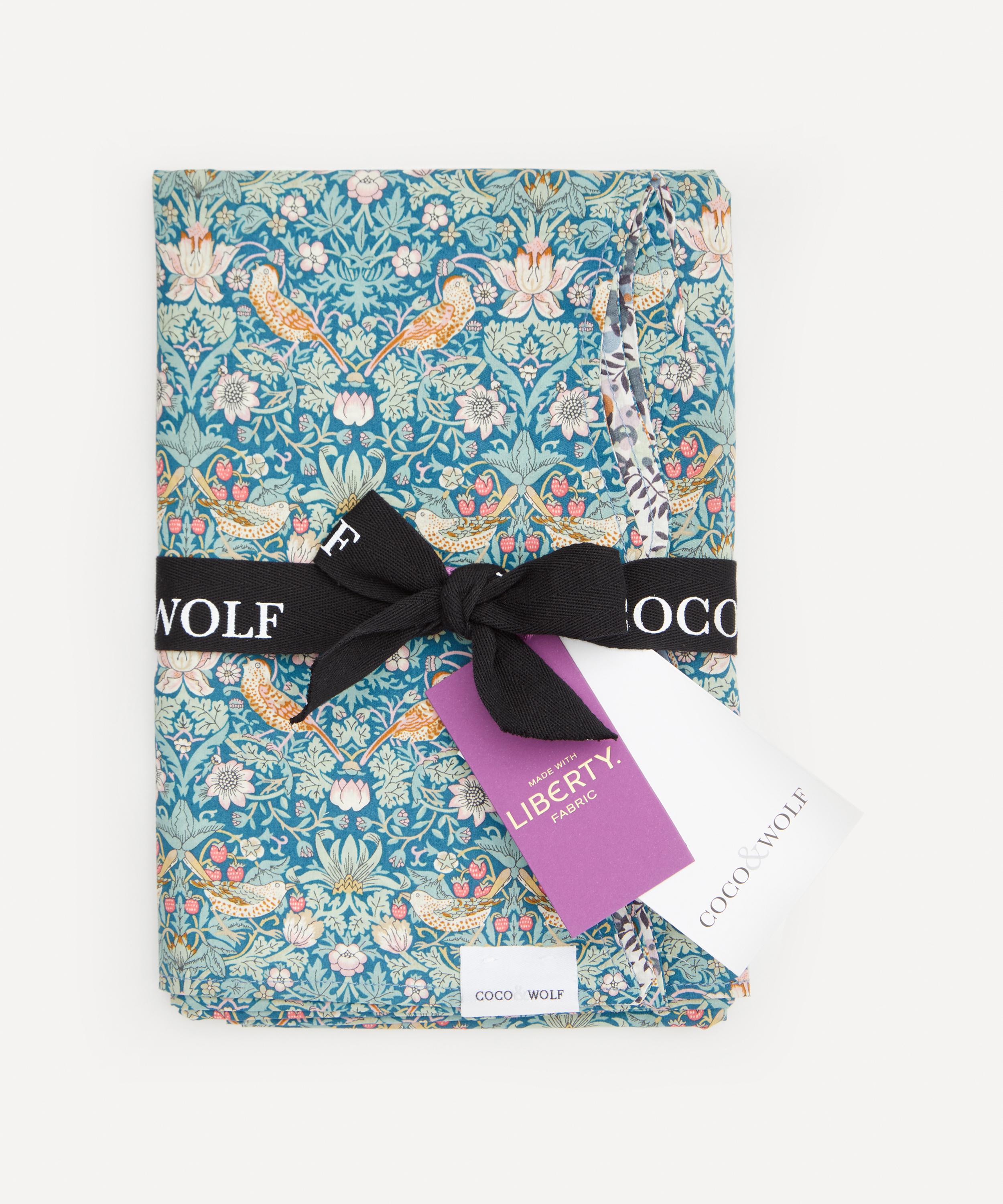 Coco & Wolf Strawberry Thief And Wiltshire Organic Wavy Edge Table Runner In Multicoloured
