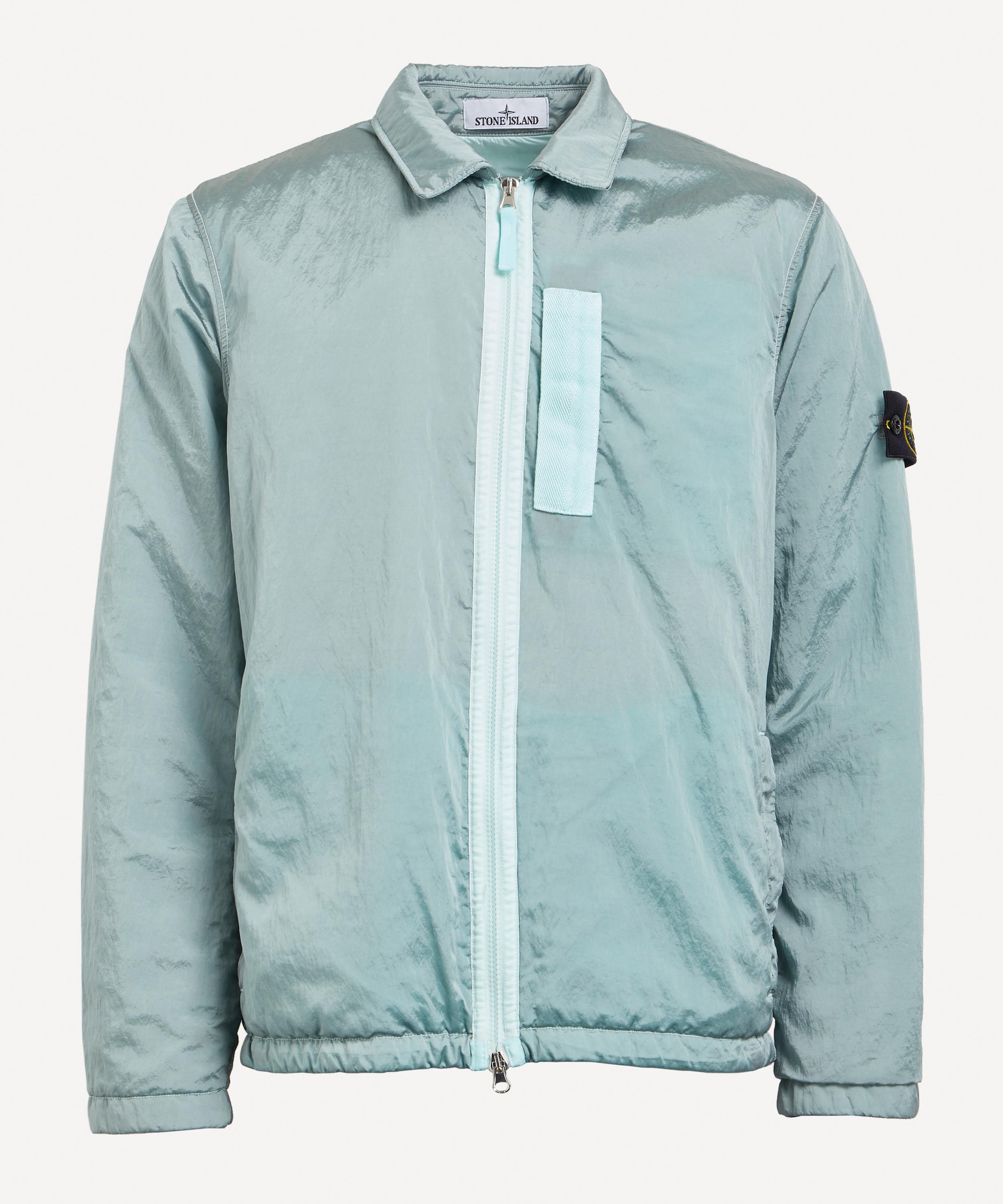 Stone Island Mens Logo Patch Nylon Metal Zipped Overshirt In Aqua
