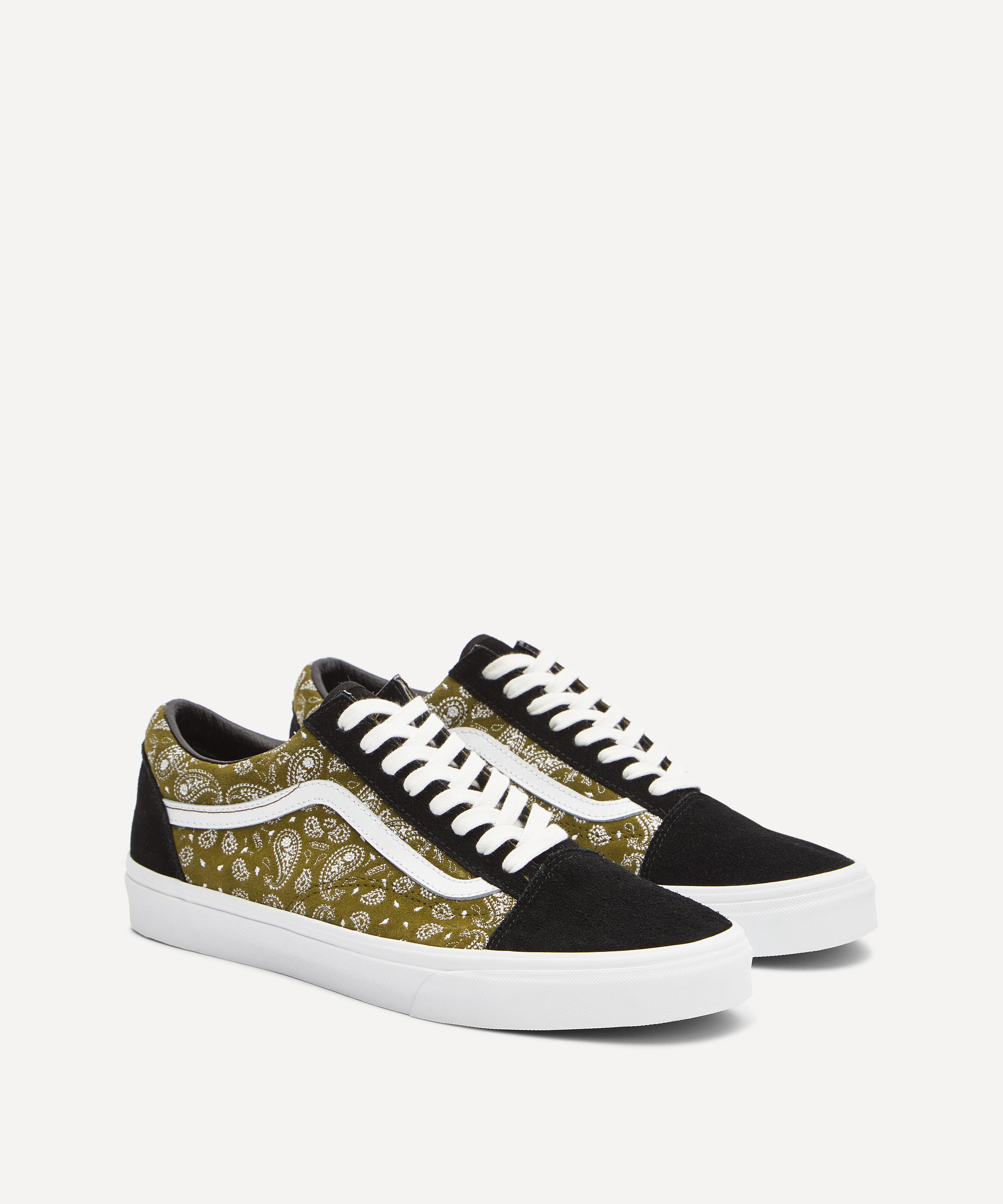 Vans Old Skool Suede Paisley Printed Sneakers In Olive And Black-multi