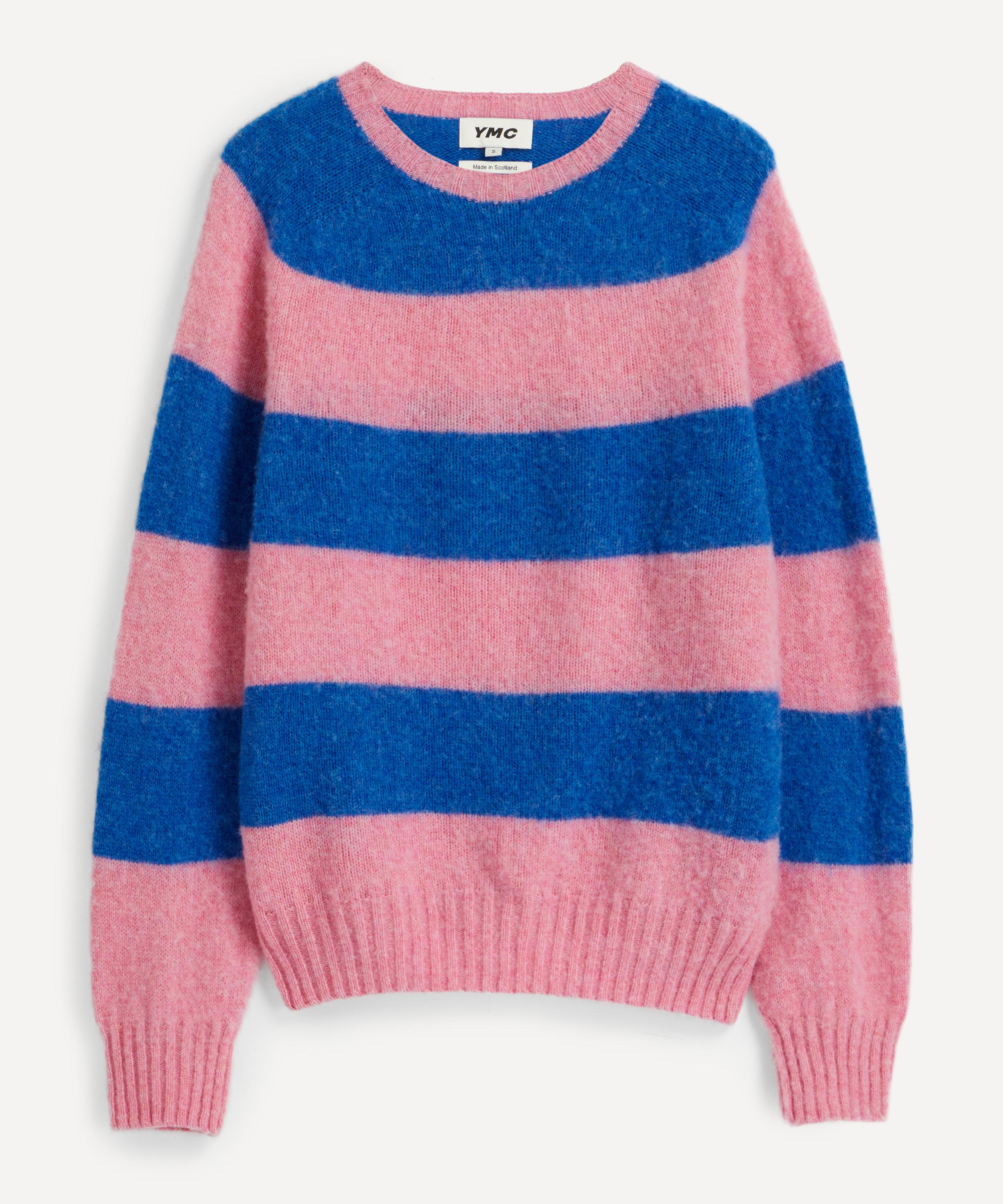 Ymc You Must Create Striped Suedehead Jumper In Ballerina / Bluetoon