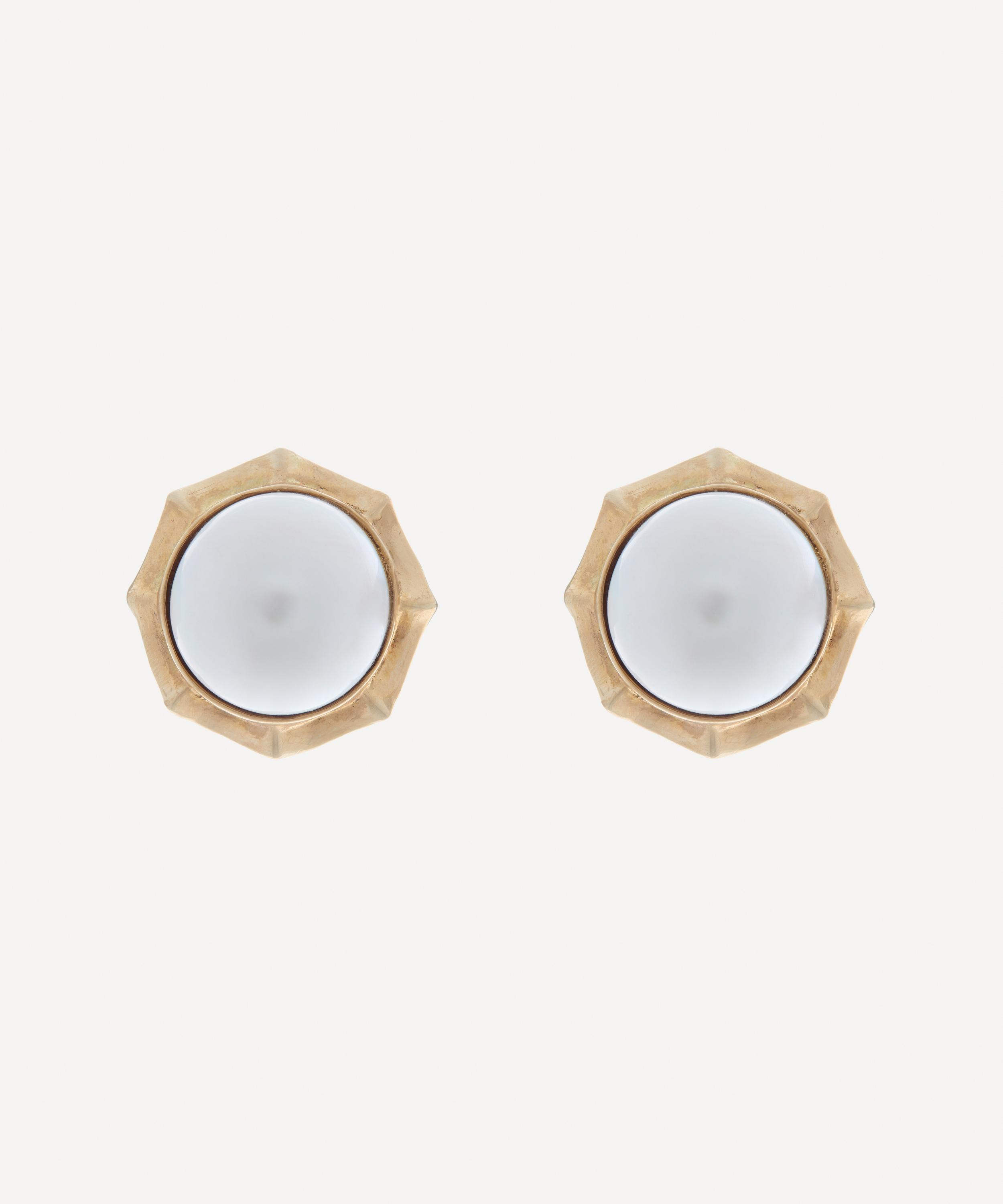 Kojis 14ct Gold Vintage Mabe Pearl Stud Earrings In White