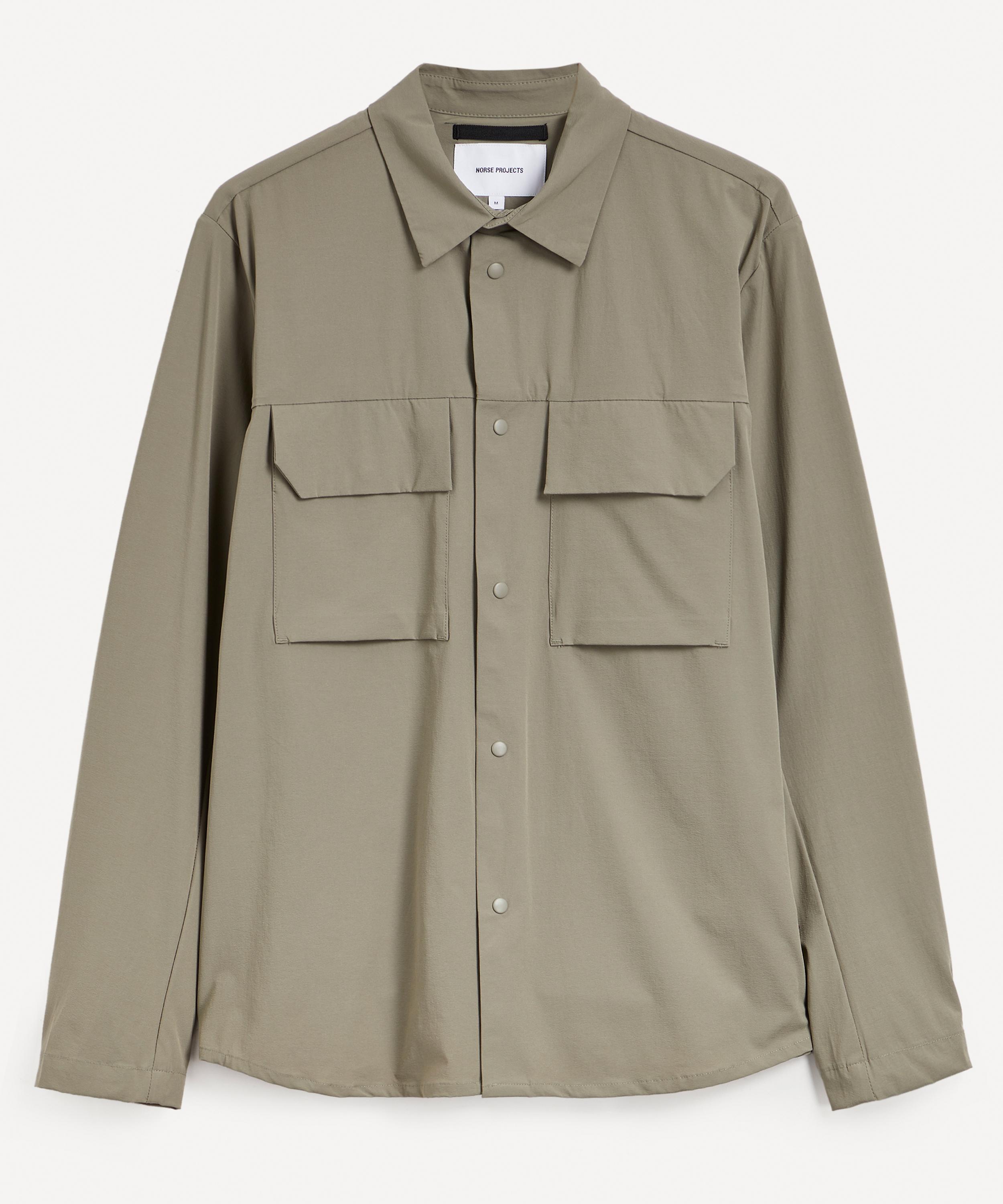 Norse Projects Khaki Jens Travel Light Shirt In Concrete Grey