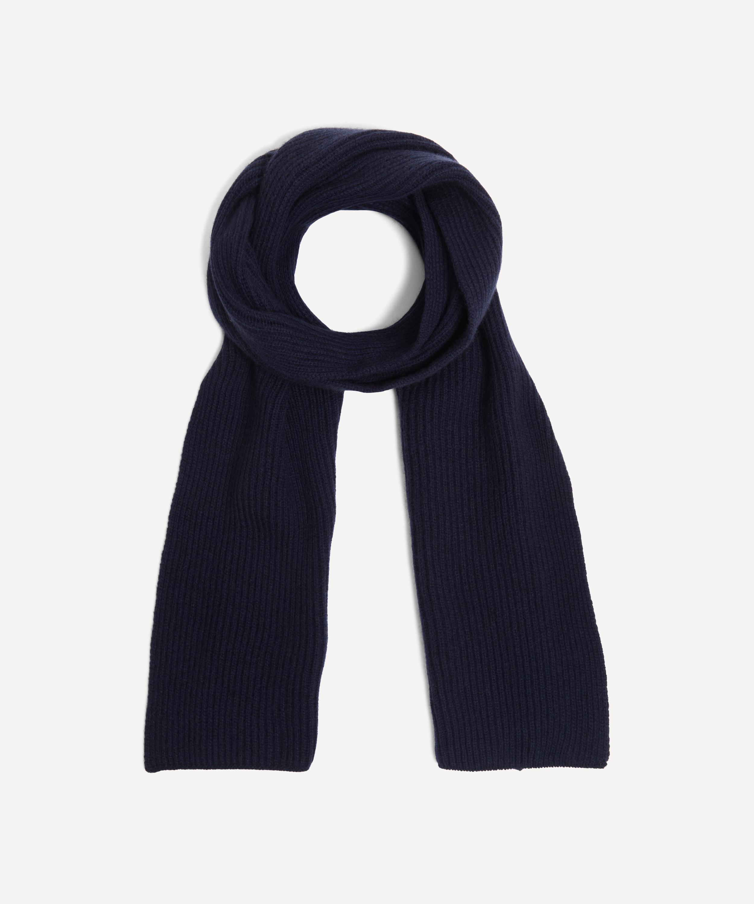 Johnstons Of Elgin Cashmere Ribbed Scarf In Blue