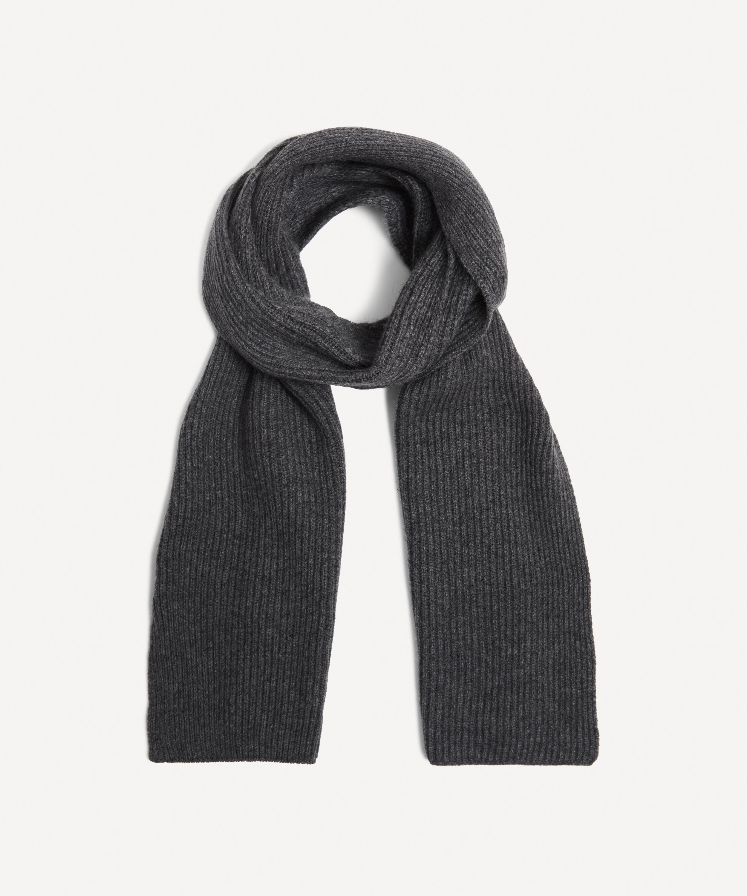 Johnstons Of Elgin Cashmere Ribbed Scarf In Dark Grey