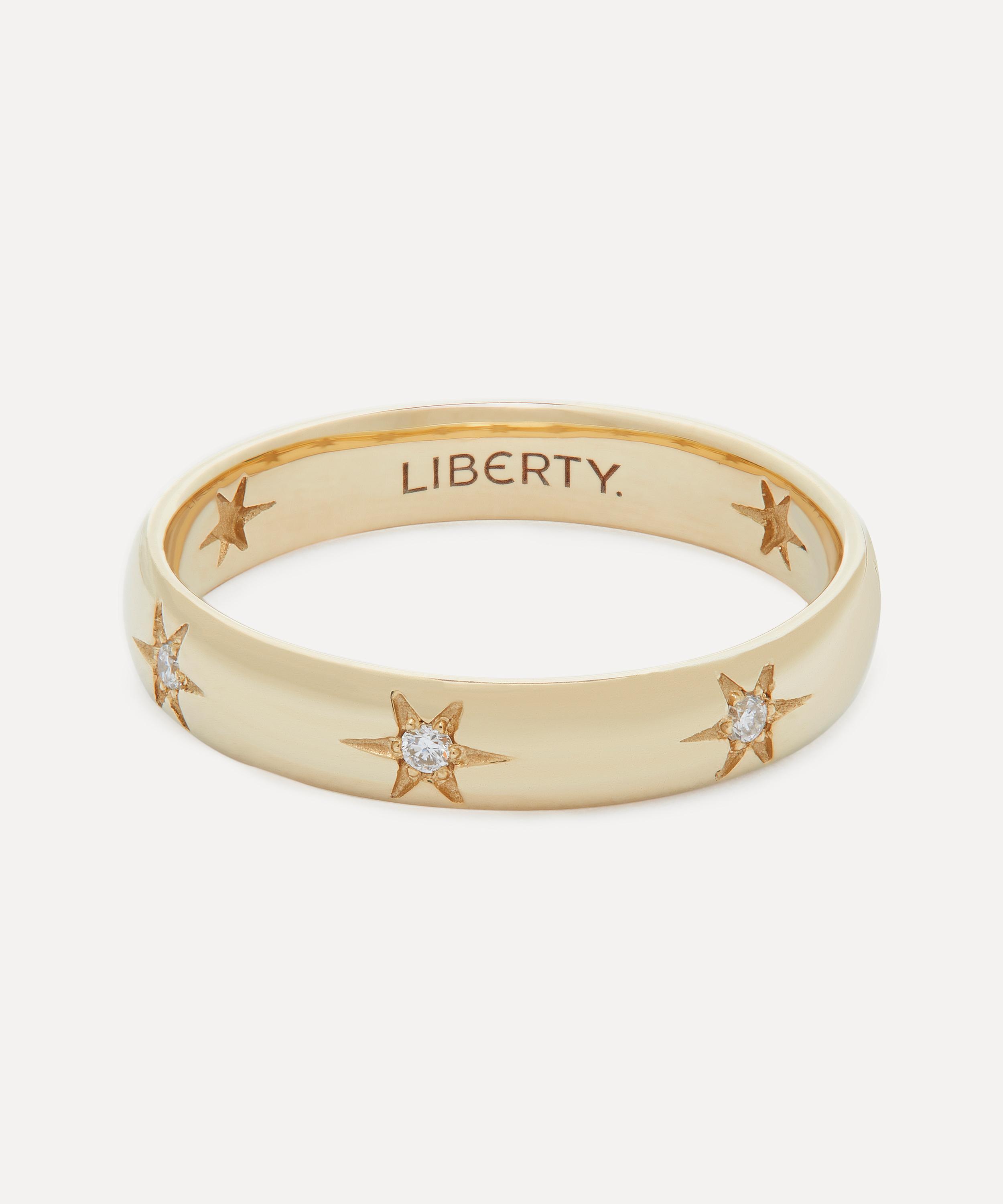 Liberty 9ct Gold Ianthe Star Diamond Band Ring 55 Luxury