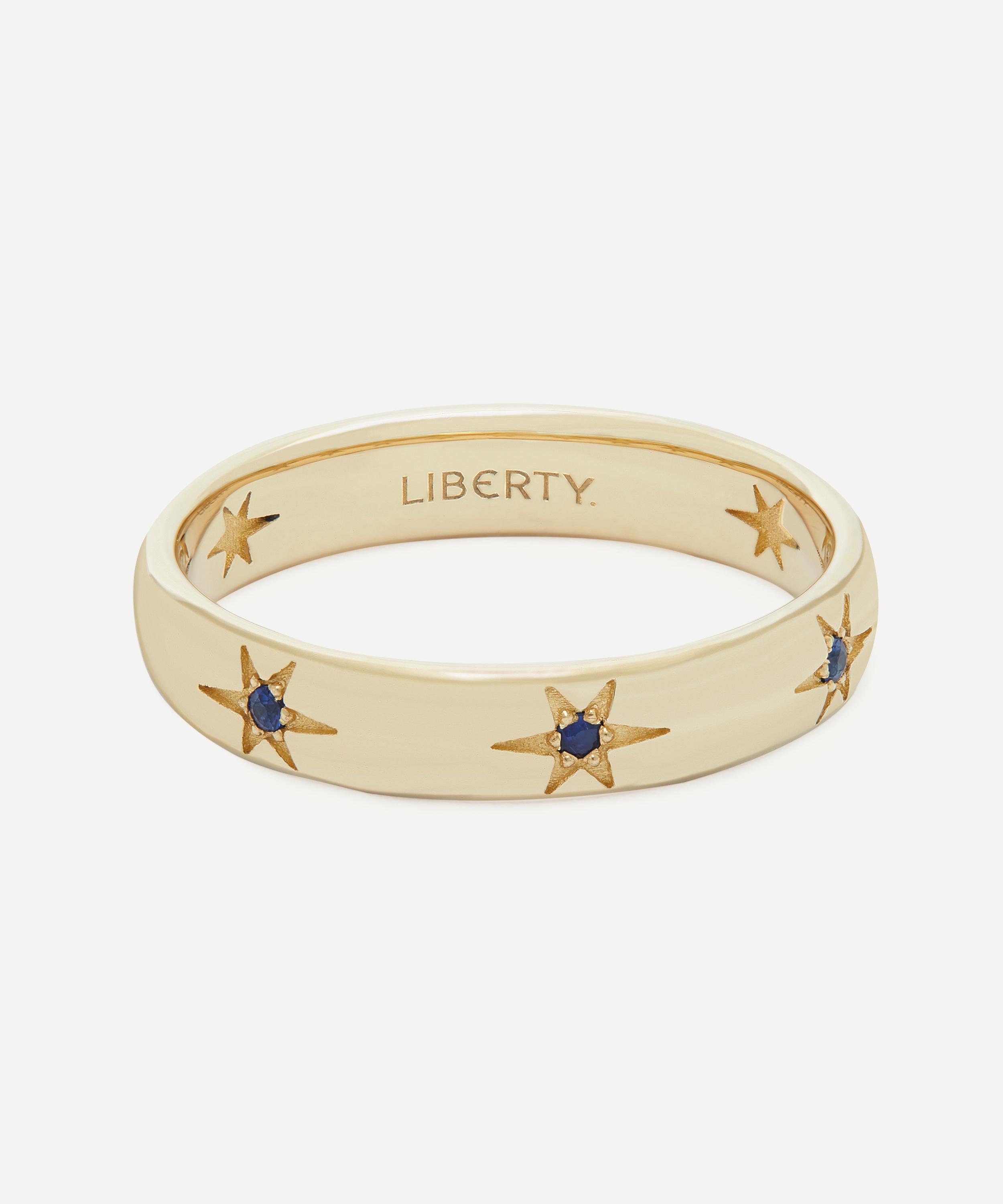 Liberty 9ct Gold Ianthe Star Sapphire Band Ring 57 Luxury Christmas Gift / Present