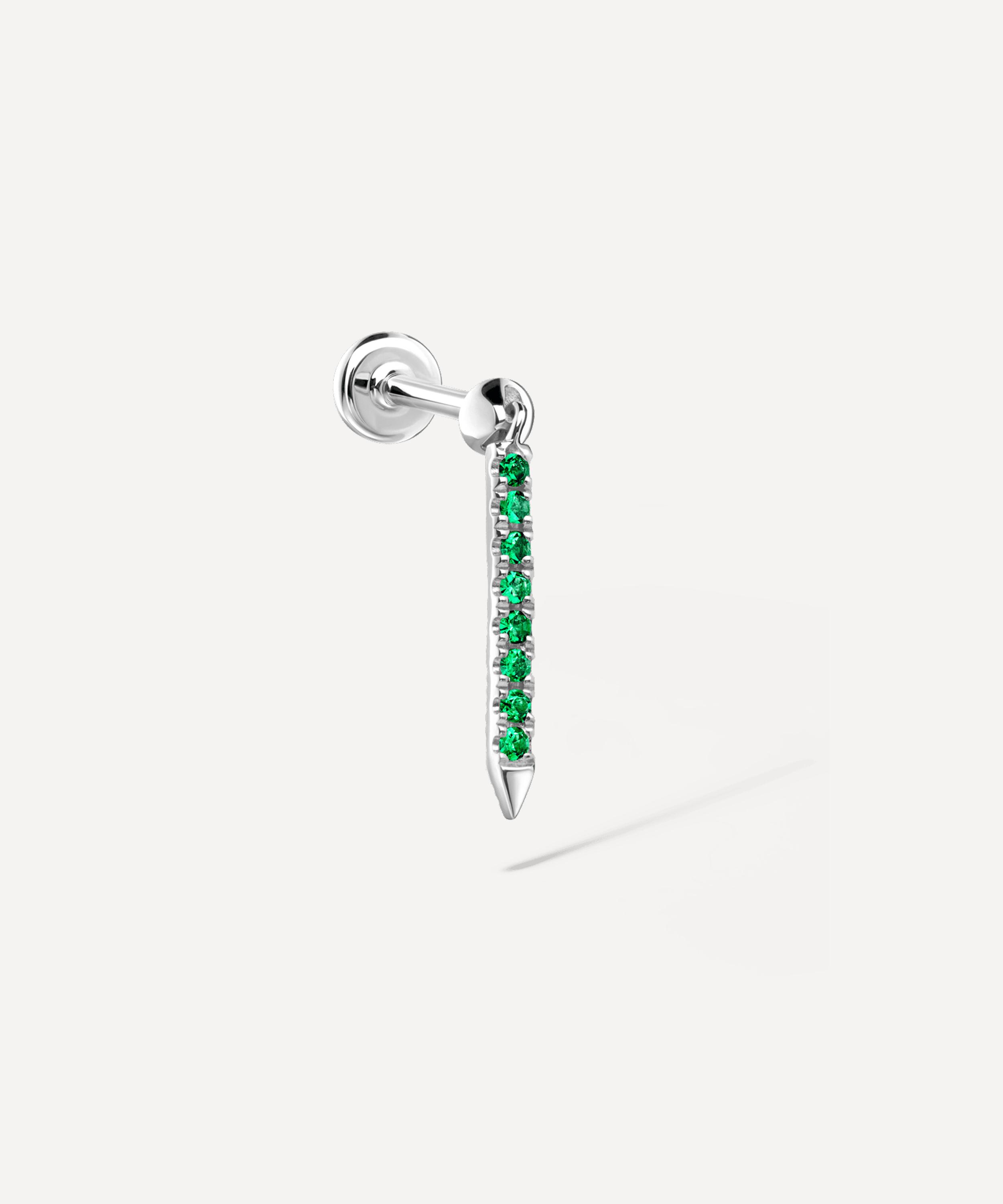 Maria Tash 18ct 11mm Emerald Eternity Bar Charm Threaded Stud Earring White gold Luxury Christmas Gift / Present