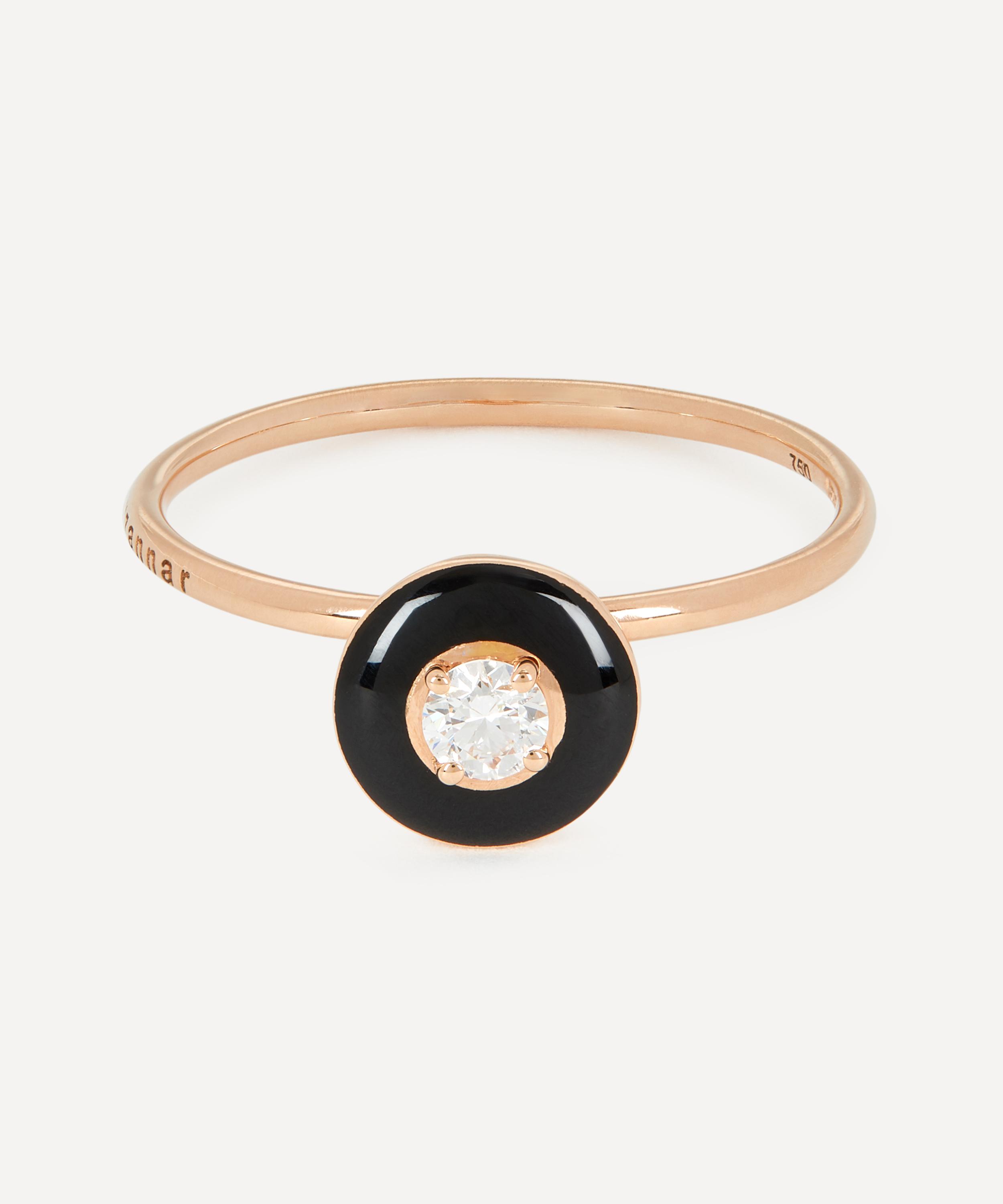 Selim Mouzannar 18ct Rose Gold Mina Enamel Diamond Ring