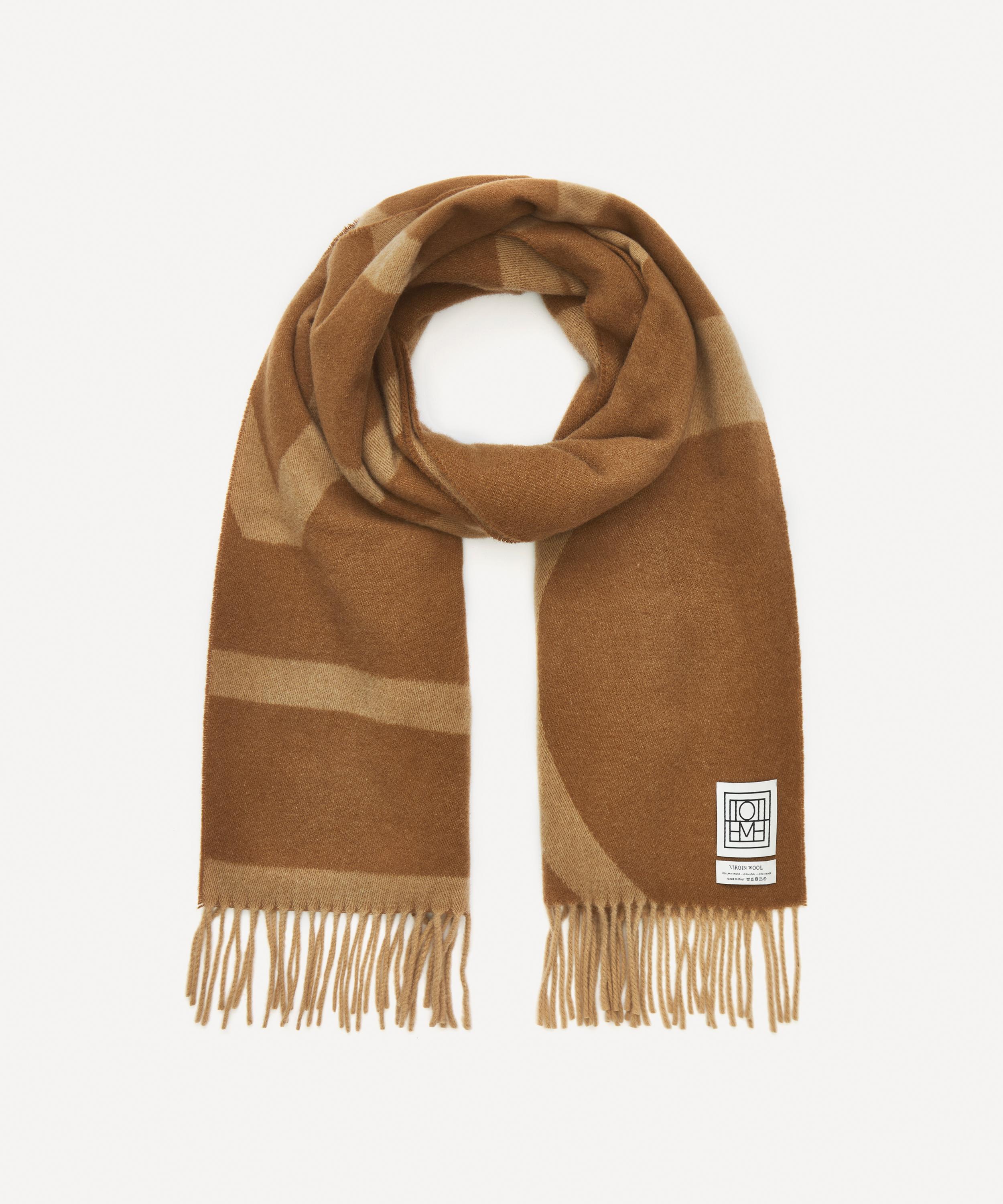 Monogram jacquard wool scarf dark brown – Totême