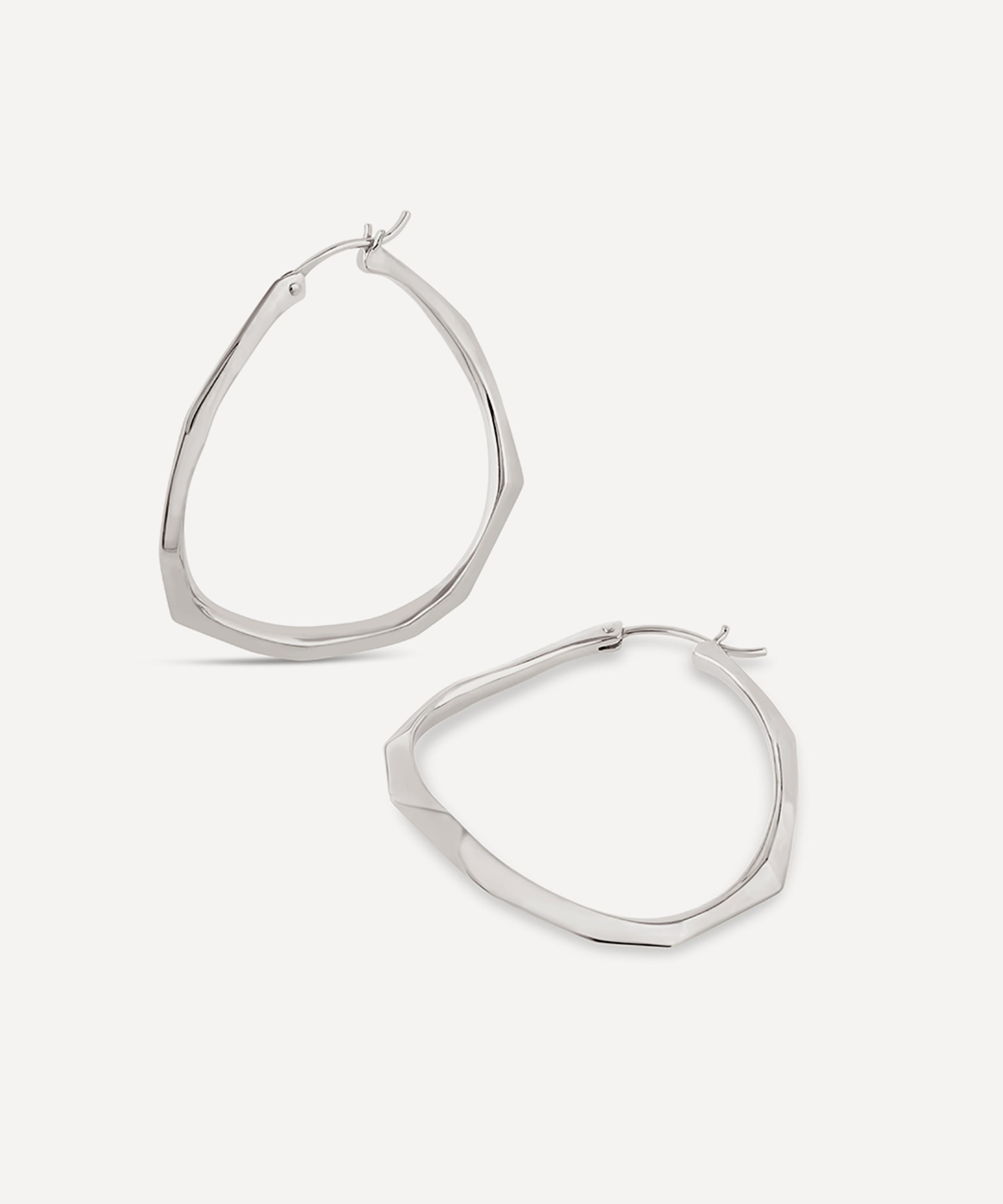 Dinny Hall Sterling Silver Thalassa Large Faceted Statement Hoop Earrings Luxury Christmas Gift / Present